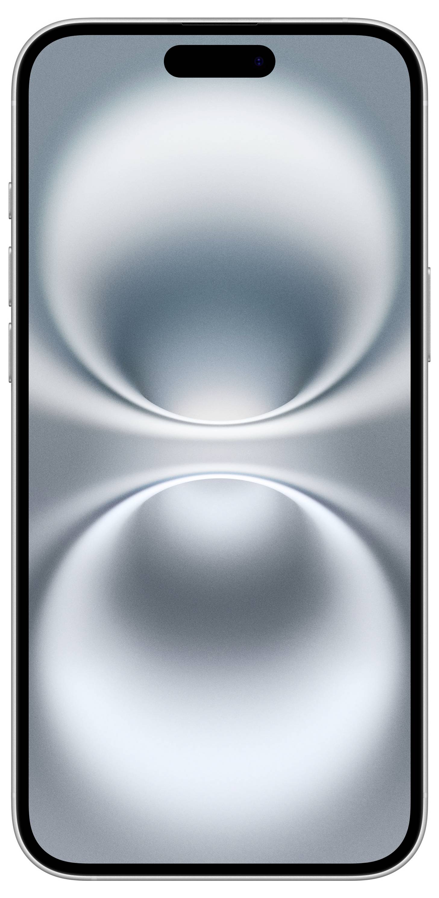 Ein modernes Smartphone mit einem Display, auf dem ein abstraktes Muster in grauen und blauen Tönen zu sehen ist.