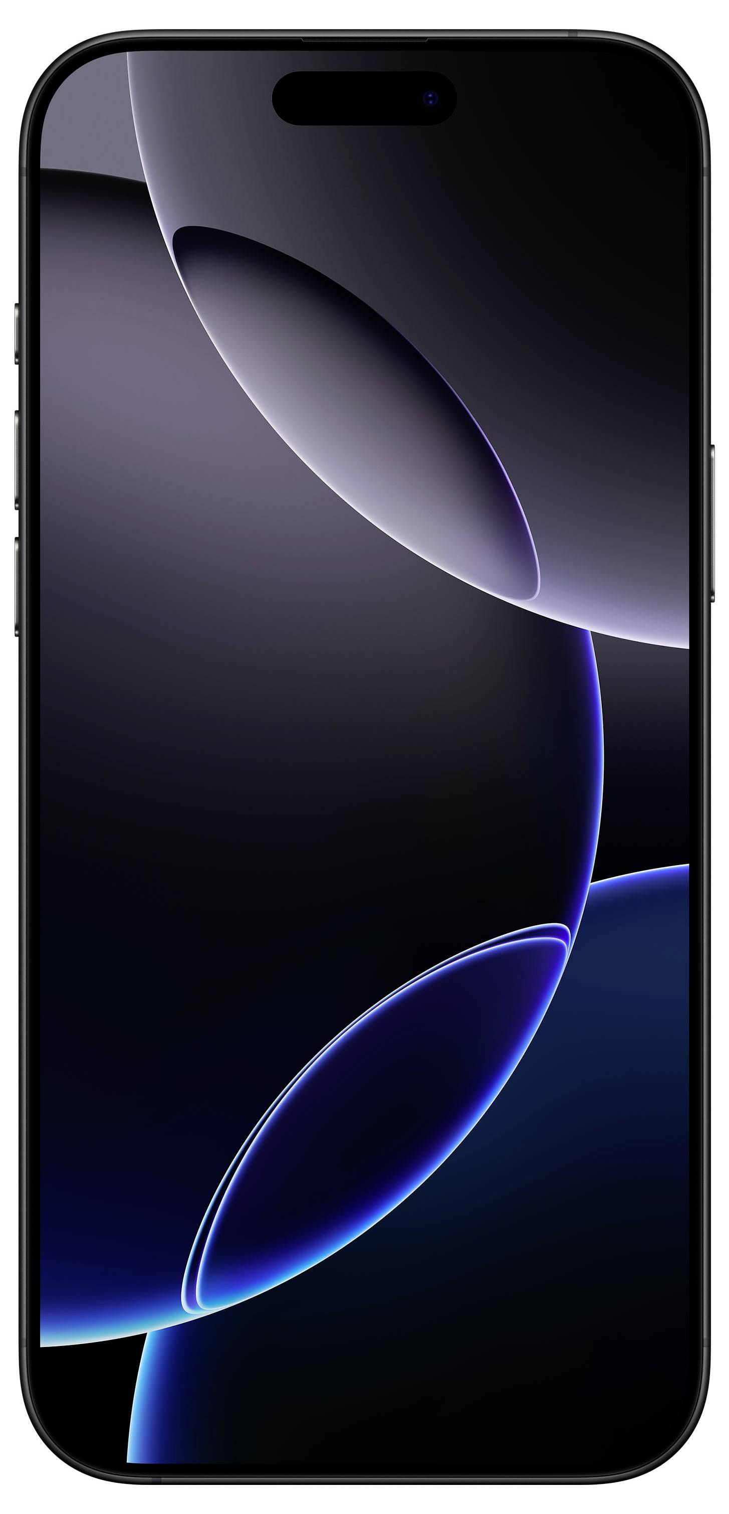 Ein Smartphone mit abgerundeten Ecken und einem schwarzen Bildschirm. Es zeigt verschiedene überlappende kreisförmige Formen.