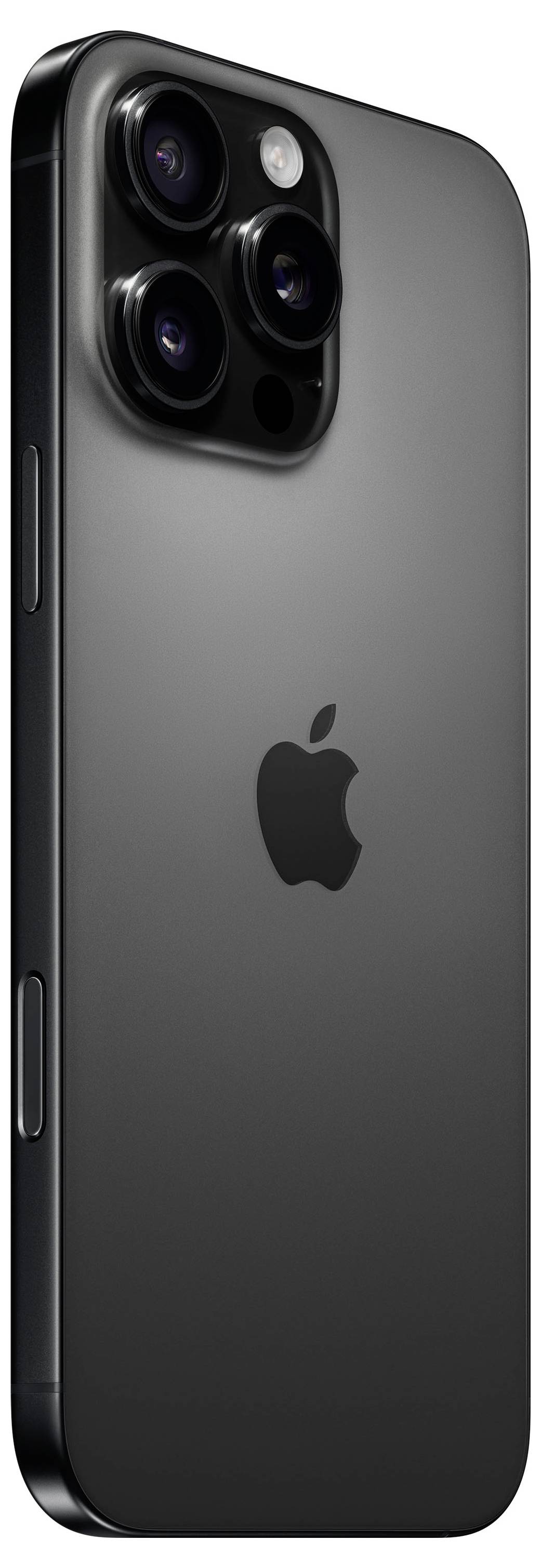 Ein Smartphone mit drei Kameralinsen auf der Rückseite und einem Logo in der Mitte. Es hat eine matte, dunkle Oberfläche.