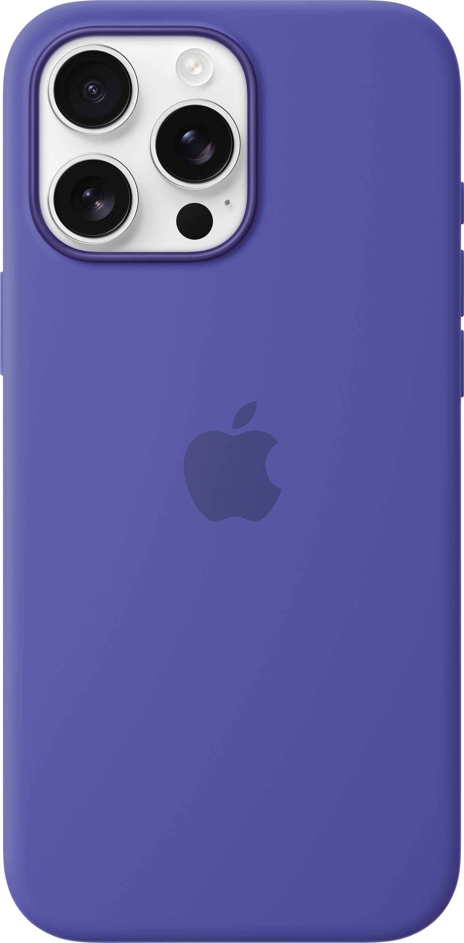 Ein Smartphone mit blauer Schutzhülle und drei Kameralinsen auf der Rückseite.