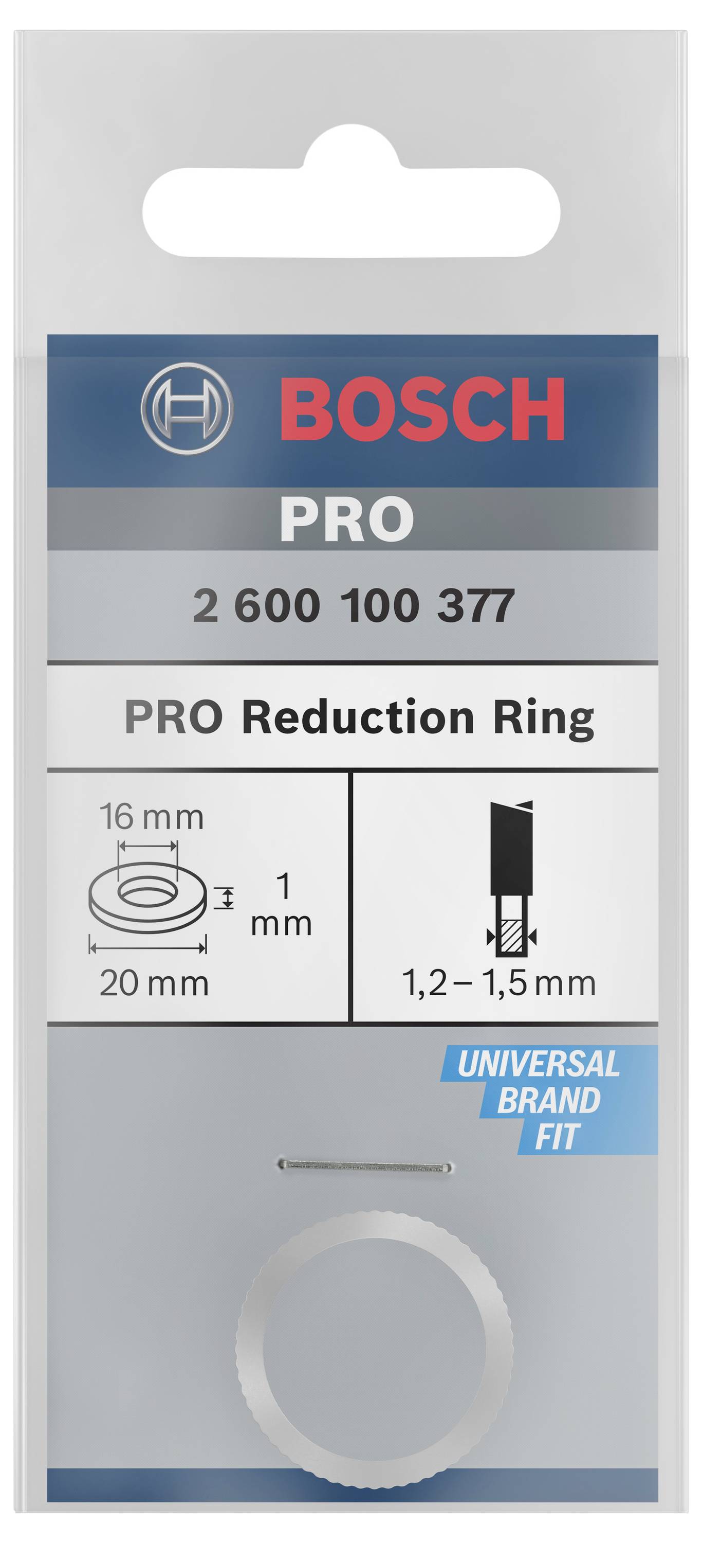 Bosch Accessories Reduzierring für Kreissägeblätter, 20 x 16 x 1mm 2600100377