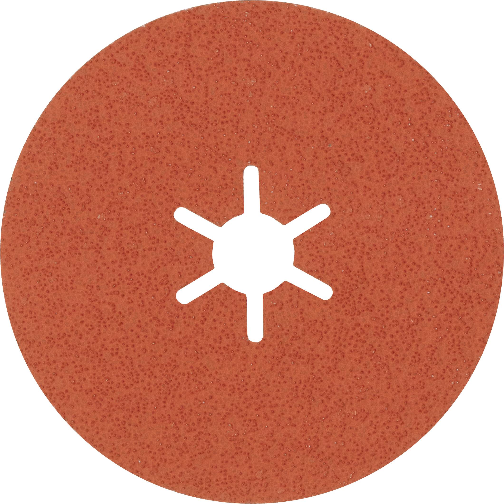 Ein rotes Schleifpapier mit runder Form und zentriertem Loch; verwendet zum Schleifen und Polieren von Oberflächen.