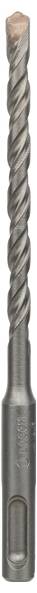 Ein grauer Betonbohrer mit spiraliger Schneide und SDS-Schaft wird gezeigt. Geeignet für Beton- und Mauerwerksbohrungen.