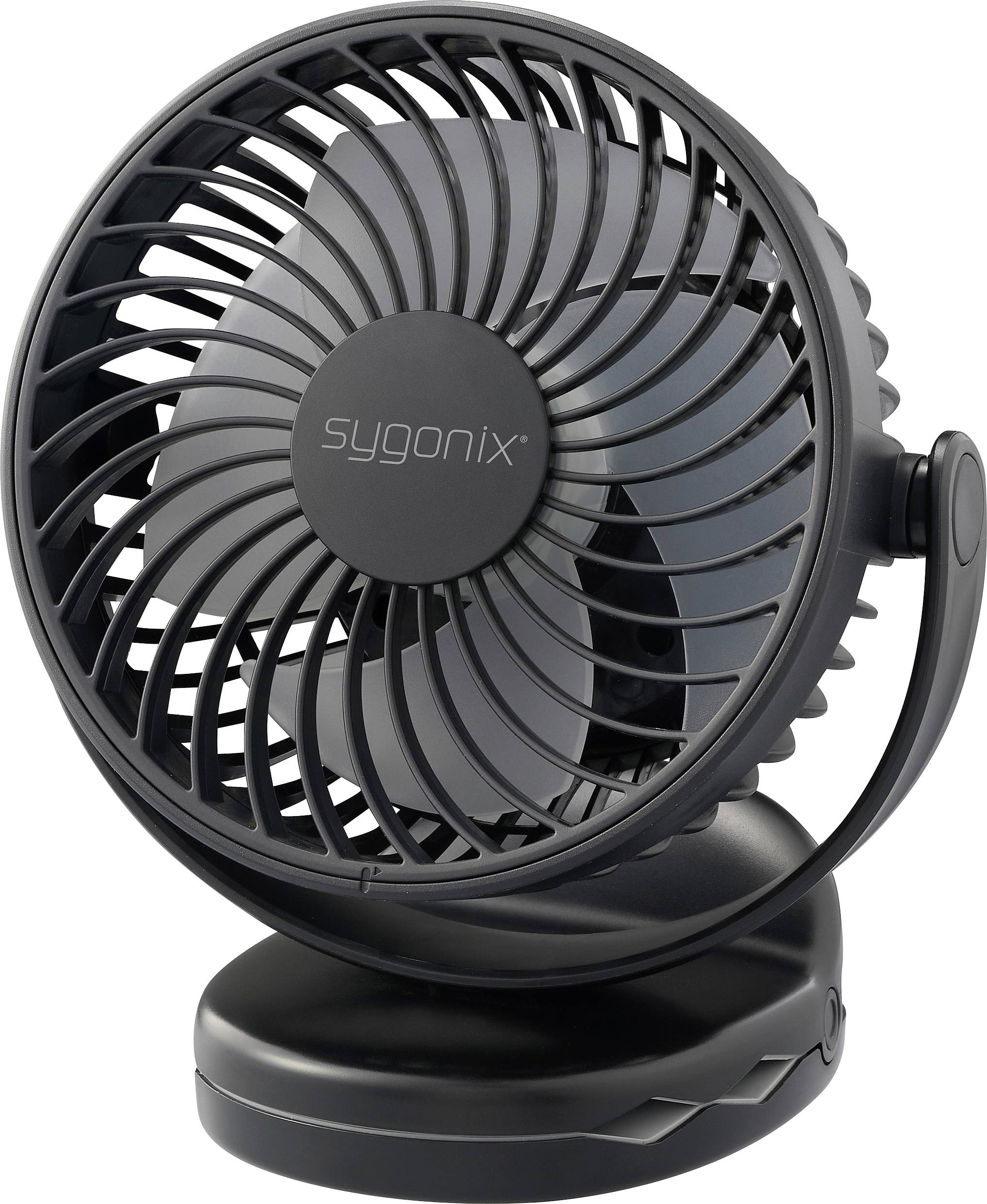 Sygonix Akku-Ventilator 4W Schwarz mit Akku