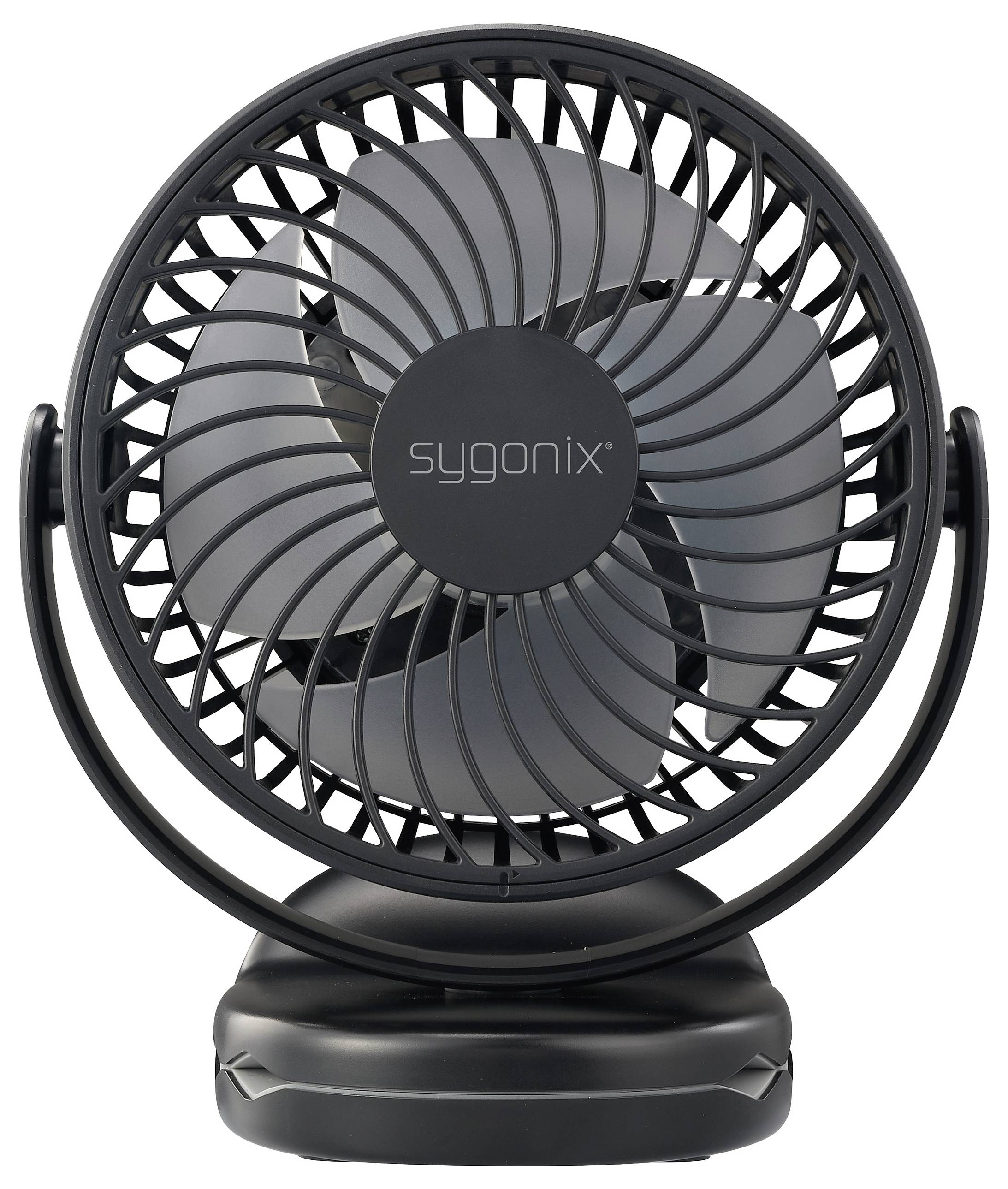 Sygonix Akku-Ventilator 4W Schwarz mit Akku