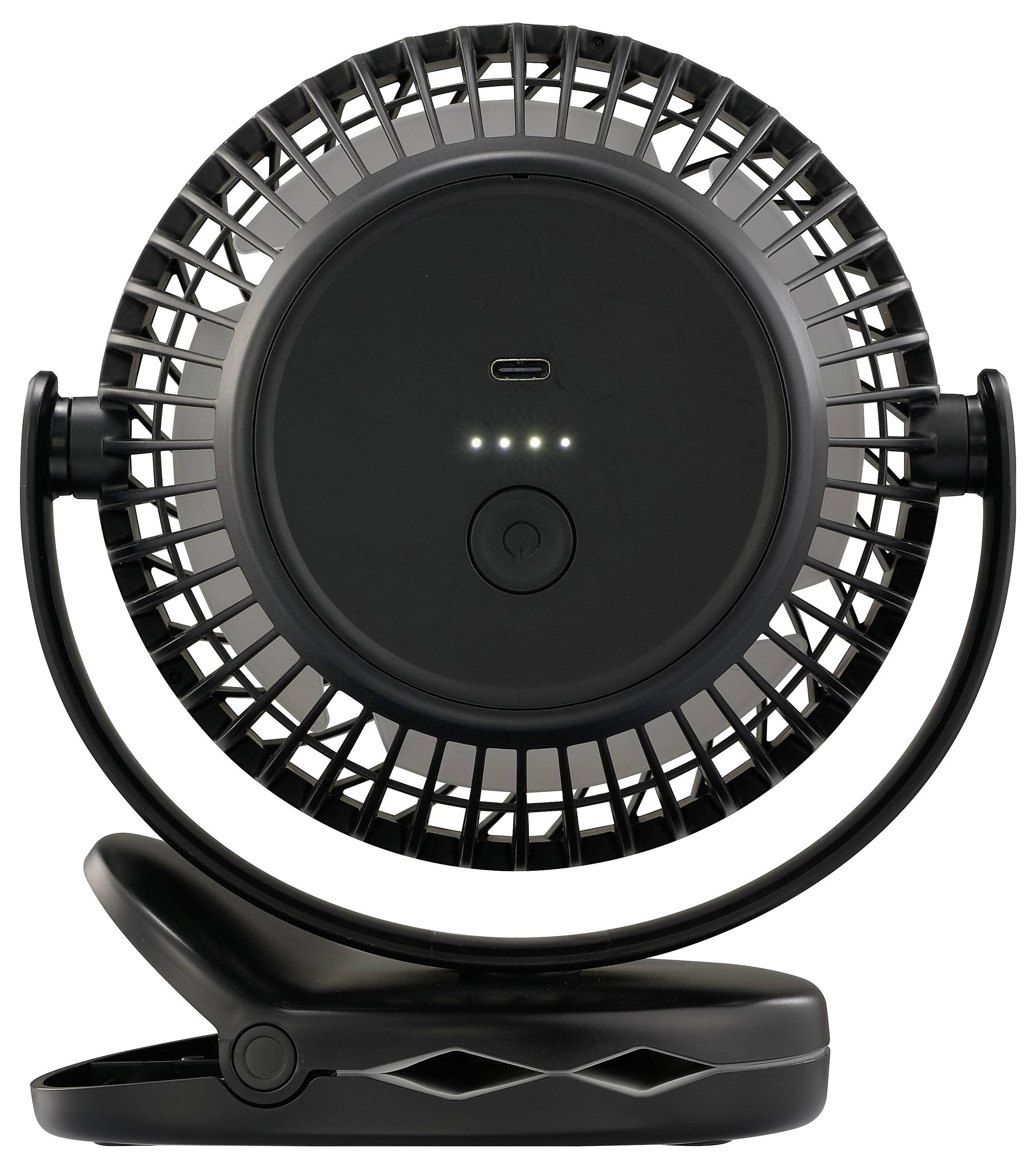 Sygonix Akku-Ventilator 4W Schwarz mit Akku