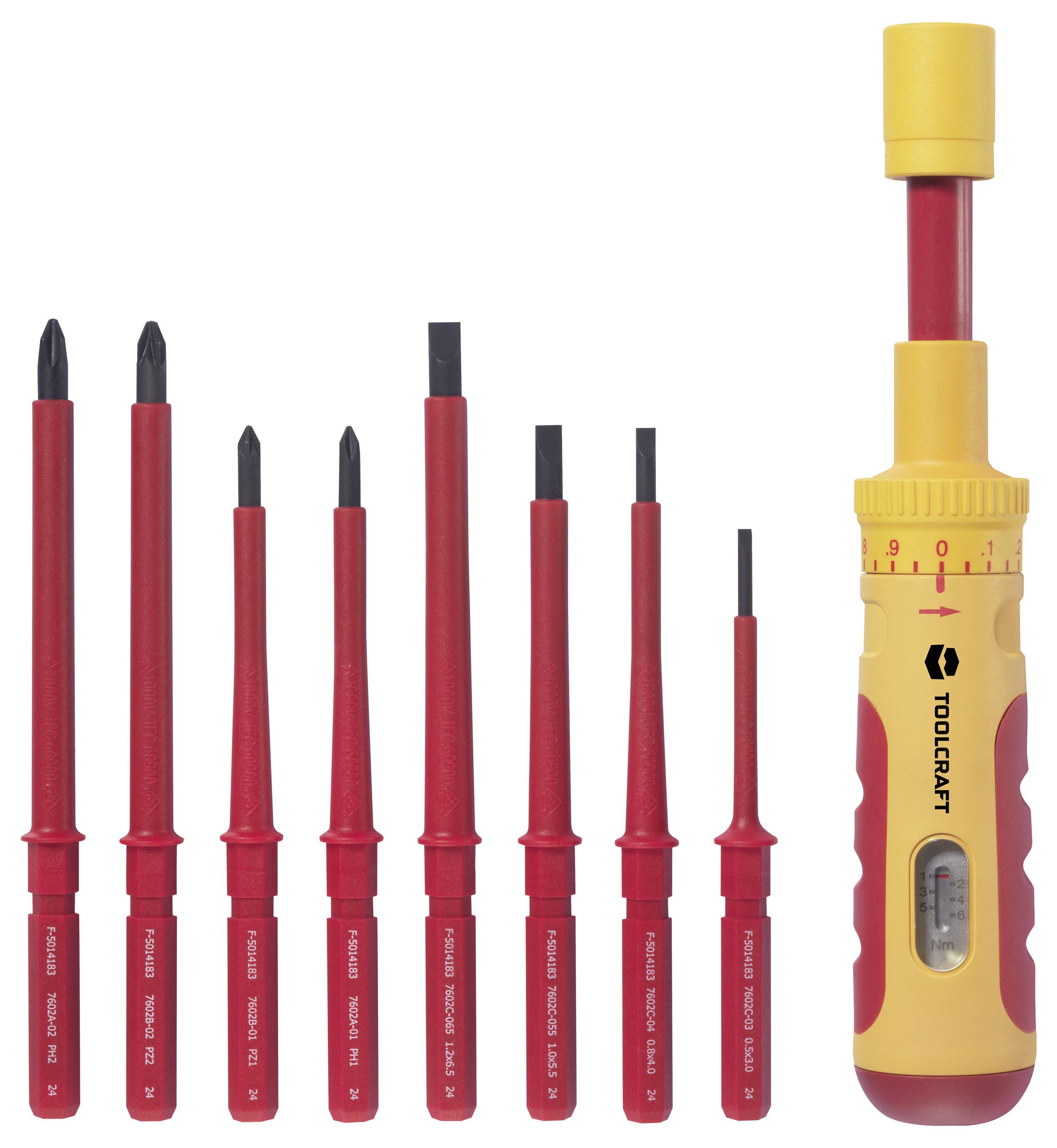 TOOLCRAFT 1~6 Nm VDE, Elektriker Umsteck-Schraubendreher-Set 9teilig