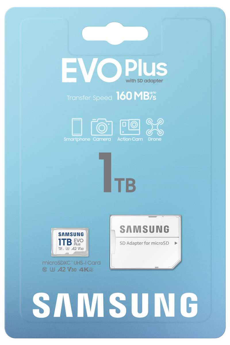 Samsung microSD Card EVO Plus microSD-Karte Retail 1TB A2 Application Performance Class, v30 Video Speed Class, UHS-Class