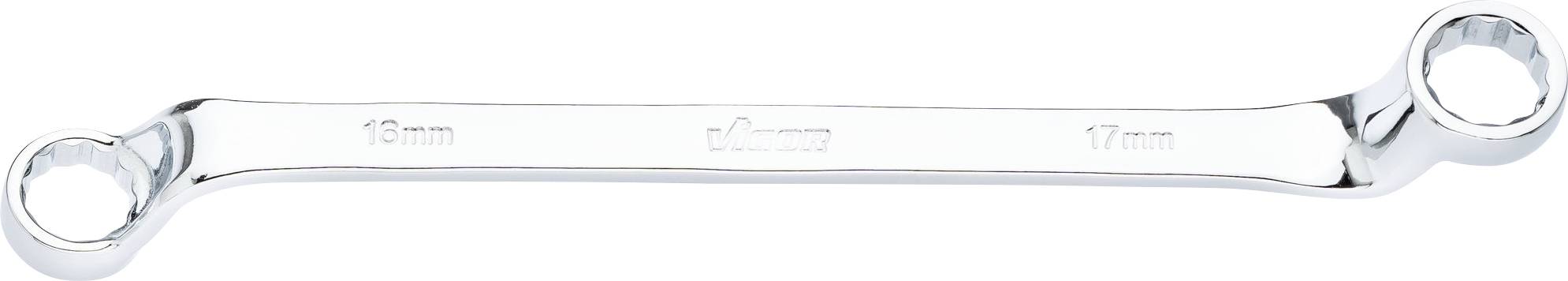 Ein metallener Ringschlüssel mit zwei offenen Enden, auf denen '13 mm' und '17 mm' steht. Hauptsächlich für mechanische Arbeiten verwendet.