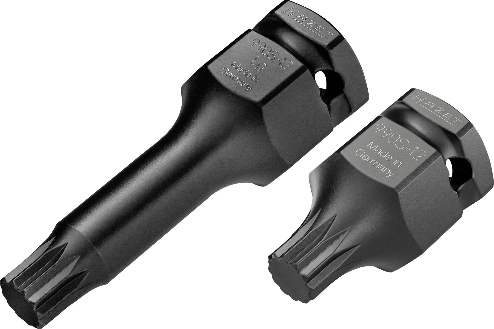 Zwei schwarze Schraub-Werkzeuge mit Aufschrift 'Made in Germany', die zur Befestigung von Teilen, vermutlich Muttern, verwendet werden.