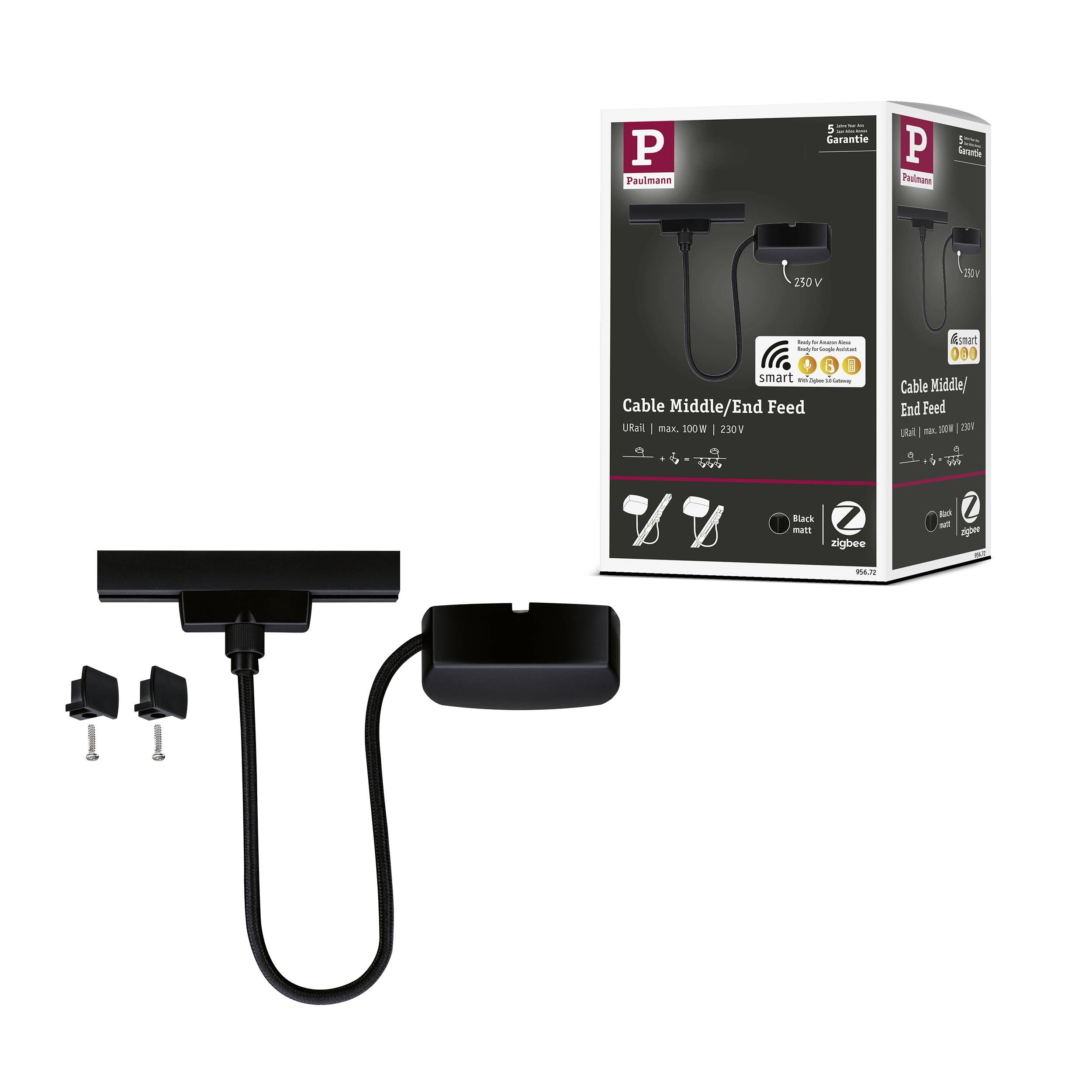 Paulmann 95672 Hochvolt-Schienensystem-Komponente Einspeiser Schwarz (matt)