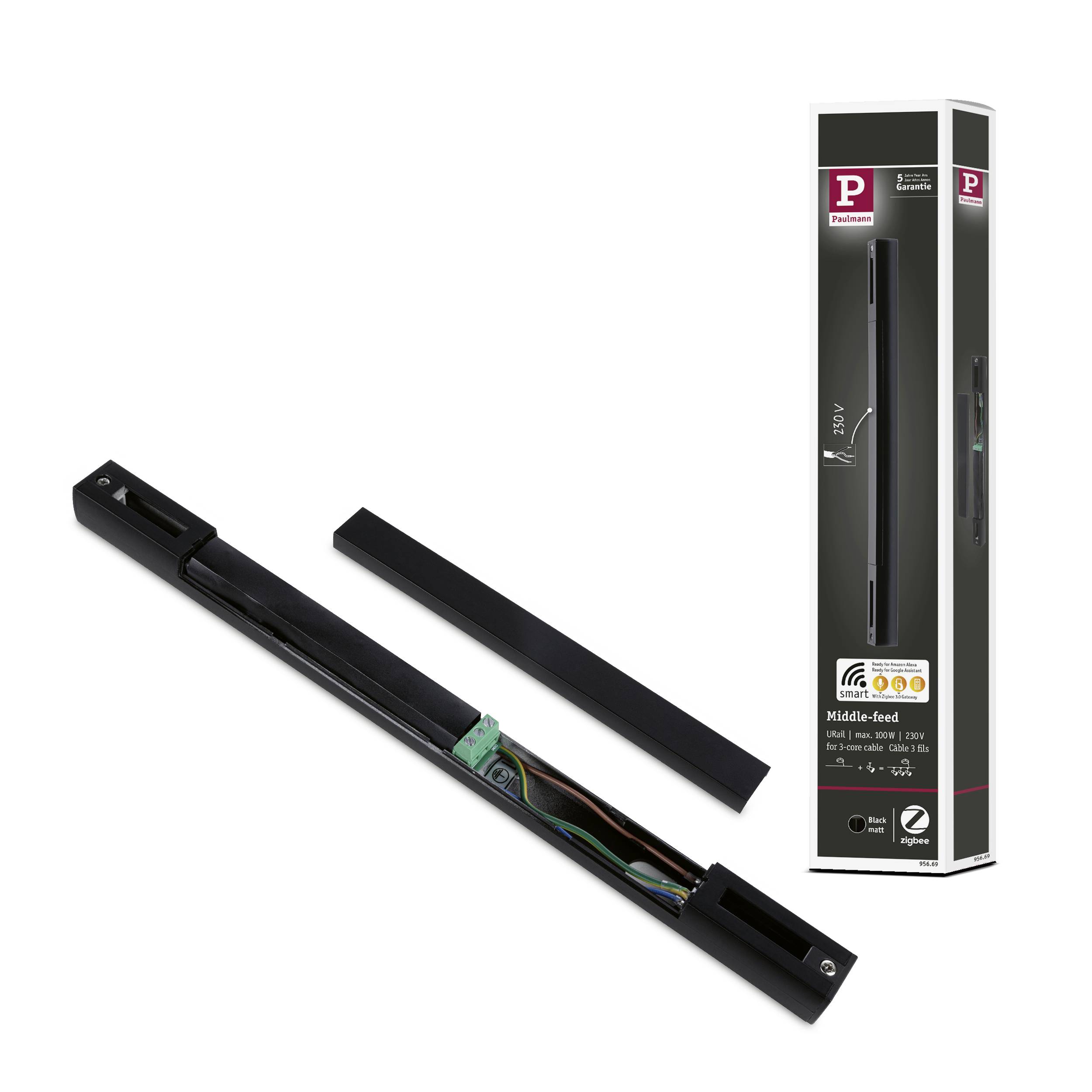 Paulmann 95669 Hochvolt-Schienensystem-Komponente Mitteleinspeiser Schwarz (matt)