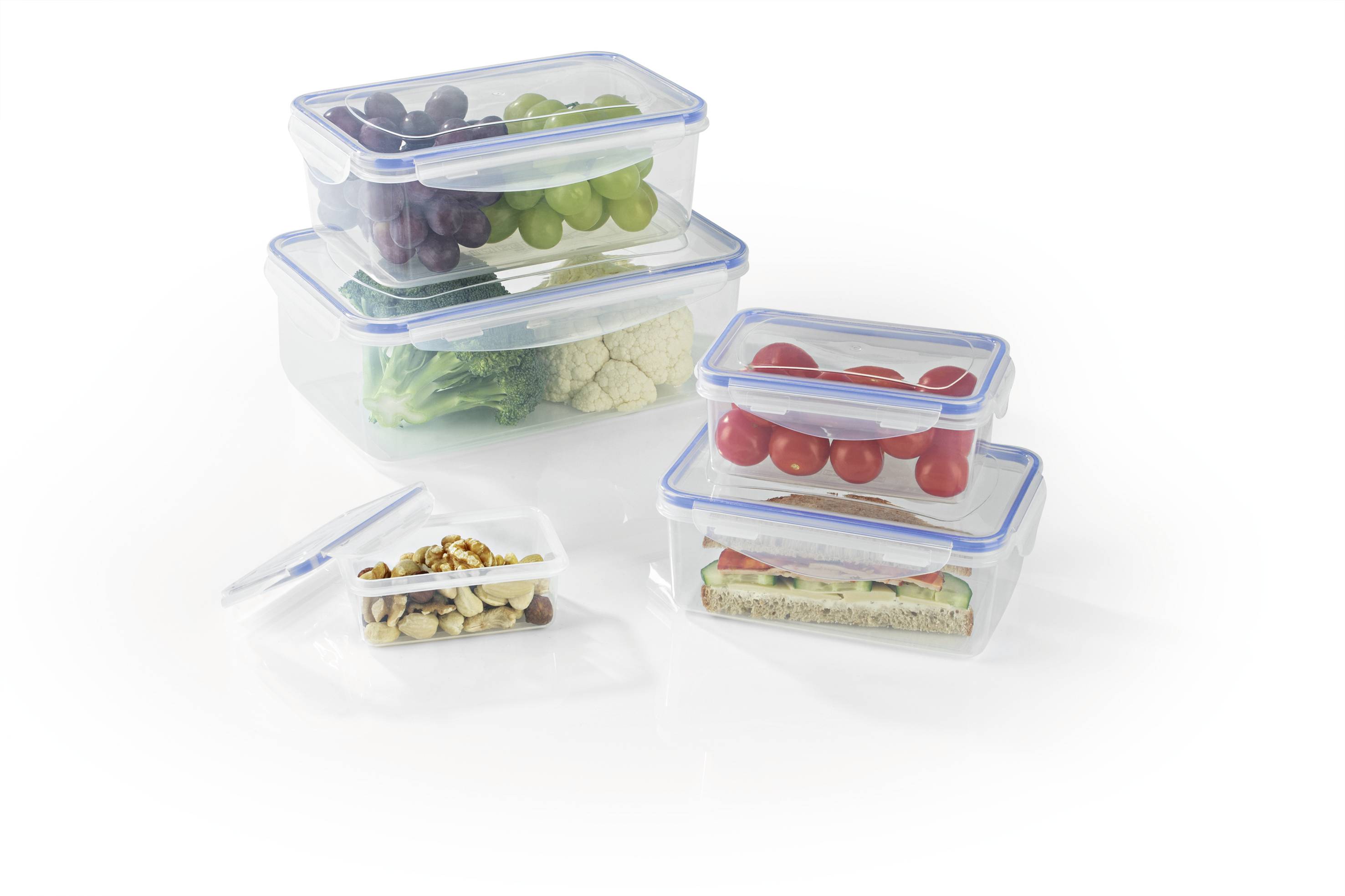 GourmetMaxx Klick-it Frischhaltedose 0.18 l, 0.4 l, 0.8 l, 1.2 l, 2.2l 5er Set Kunststoff mit Deckel, spülmaschinenfest