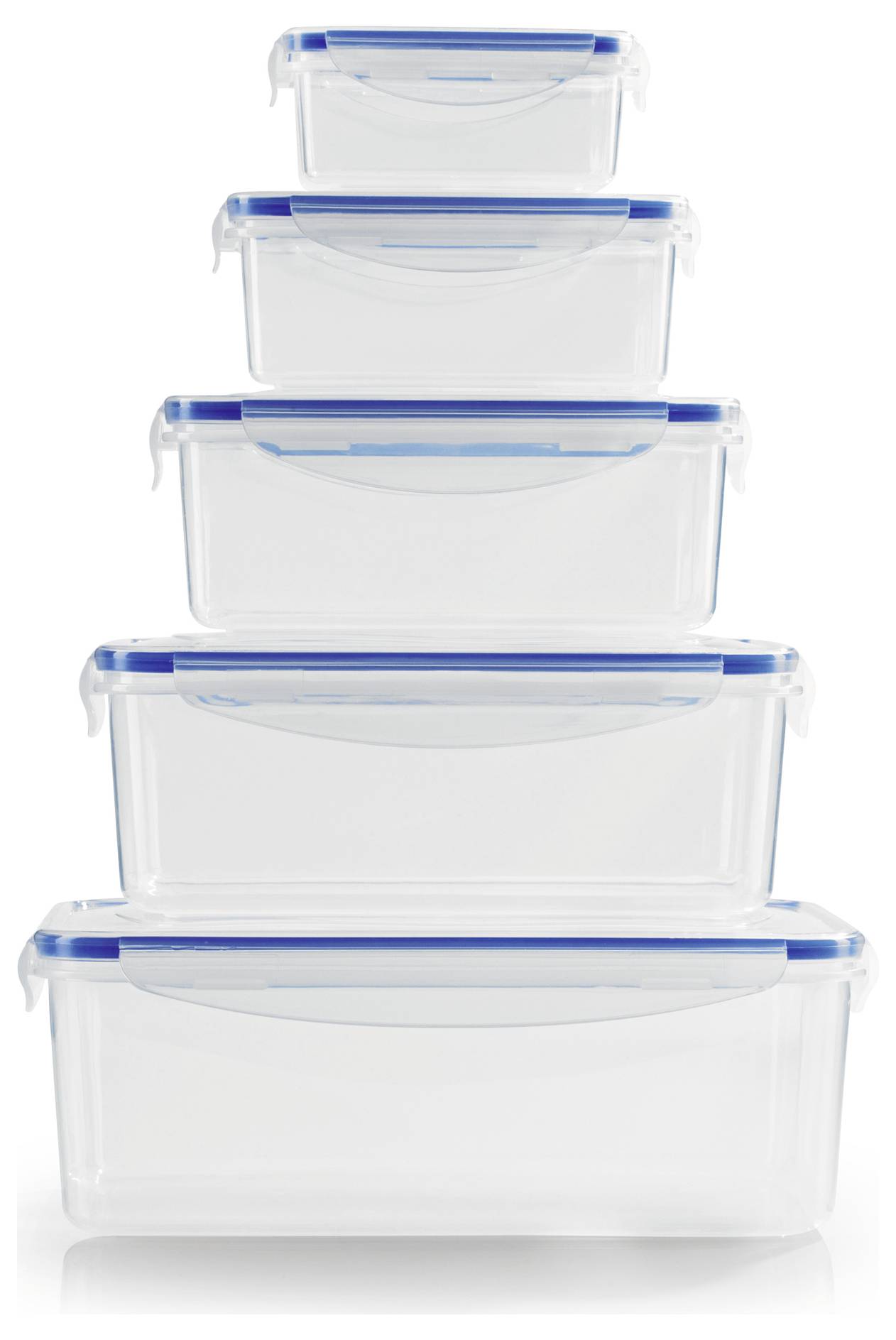 GourmetMaxx Klick-it Frischhaltedose 0.18 l, 0.4 l, 0.8 l, 1.2 l, 2.2l 5er Set Kunststoff mit Deckel, spülmaschinenfest