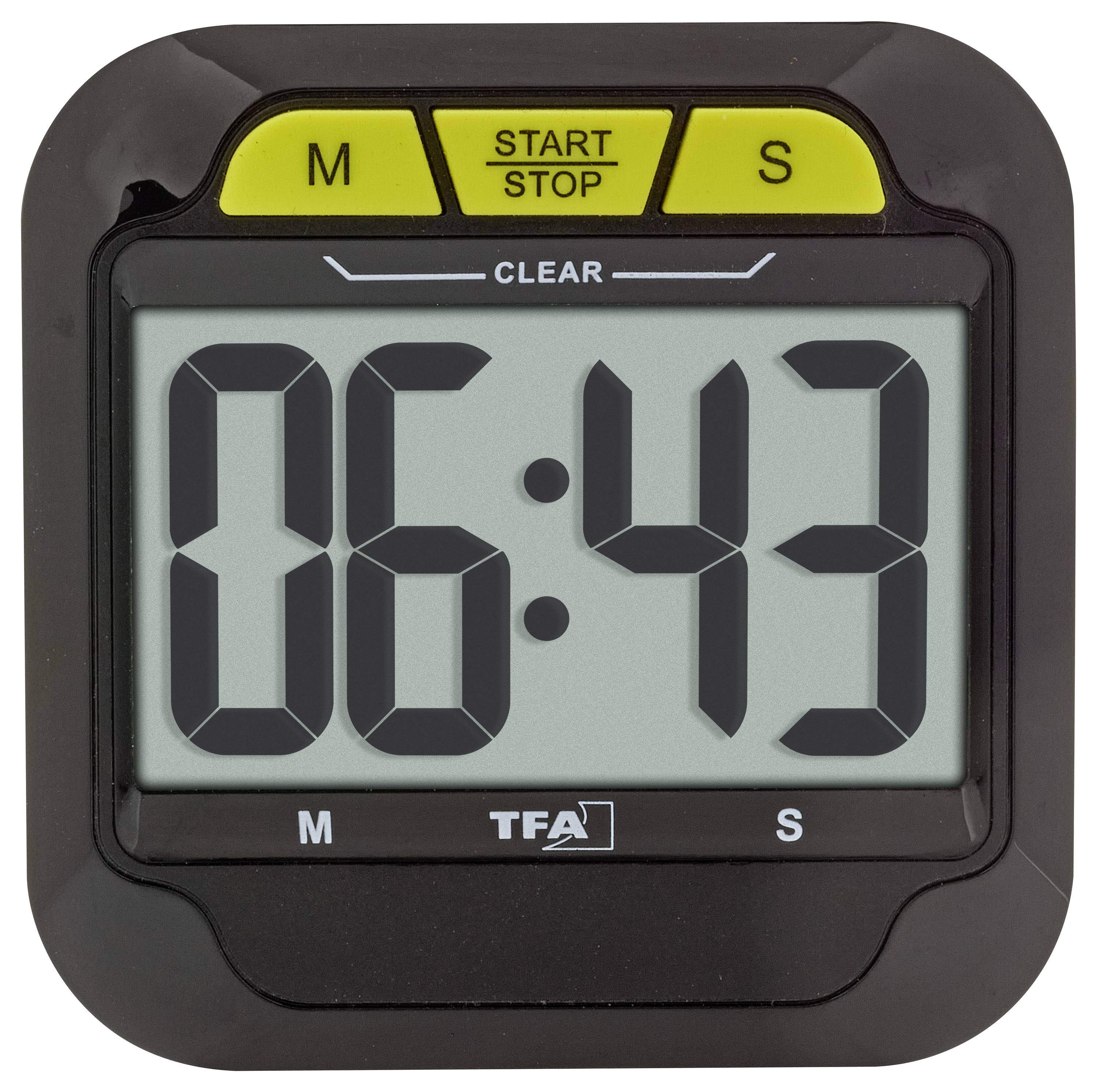 TFA Dostmann Digitaler Timer und Stoppuhr mit großen Ziffern Timer Schwarz digital