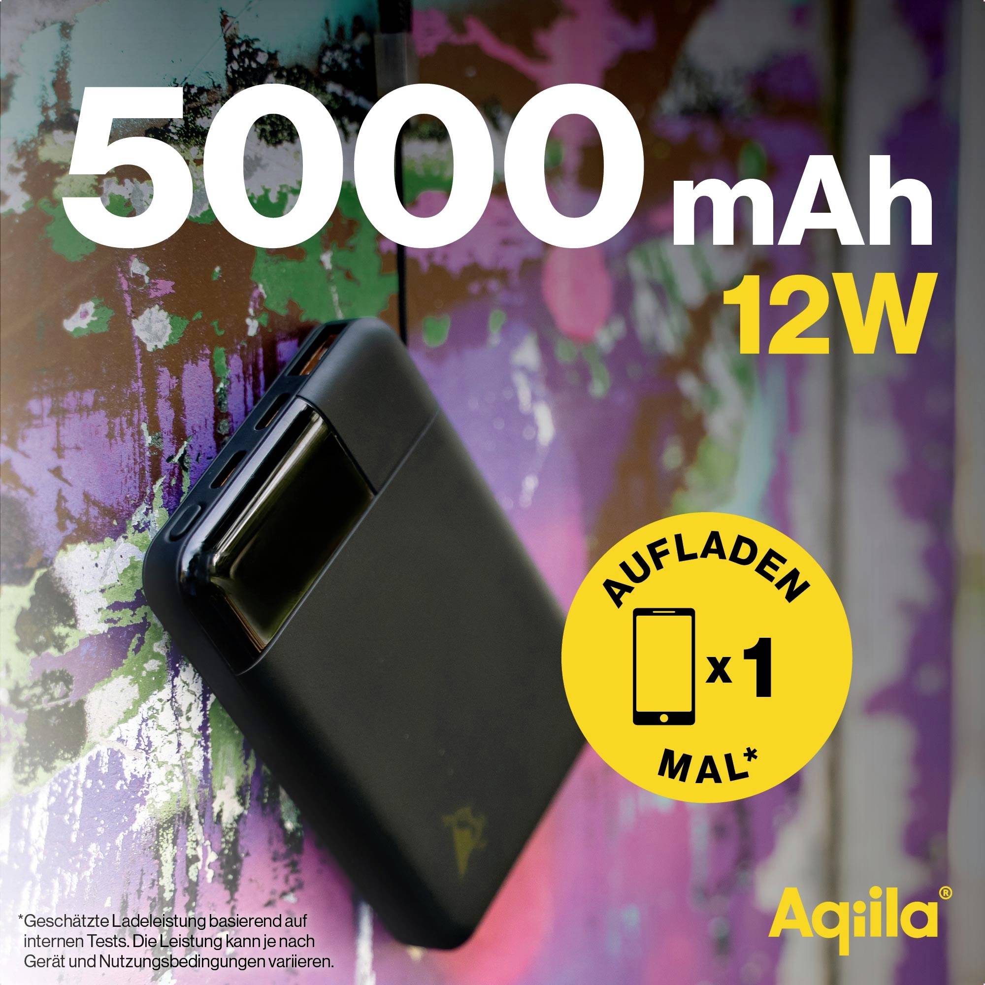 Aqiila Powerbird B5B Powerbank 5000 mAh LiPo USB-A, USB-C® Schwarz