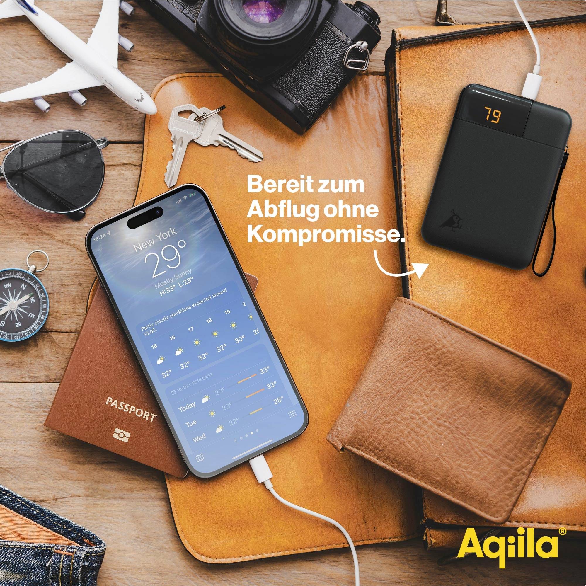 Aqiila Powerbird B5B Powerbank 5000 mAh LiPo USB-A, USB-C® Schwarz