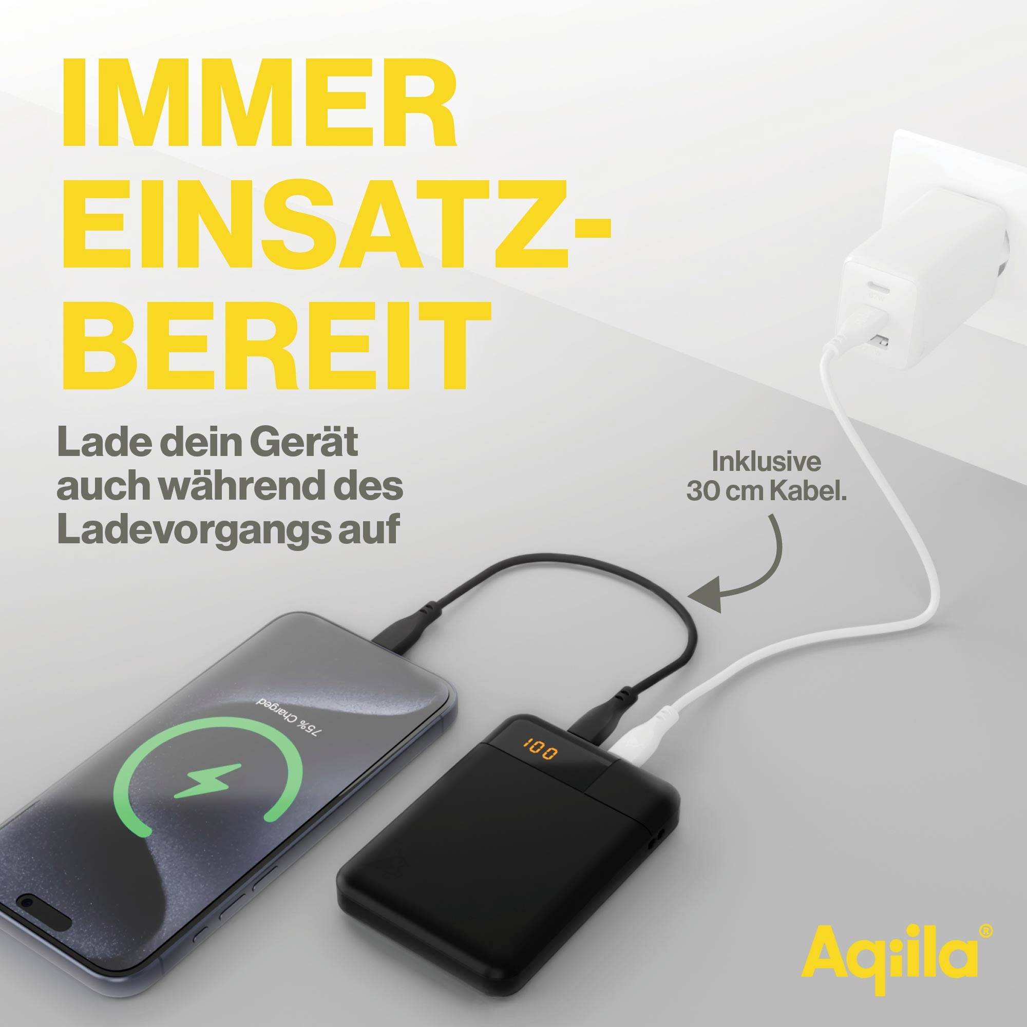 Aqiila Powerbird B5B Powerbank 5000 mAh LiPo USB-A, USB-C® Schwarz