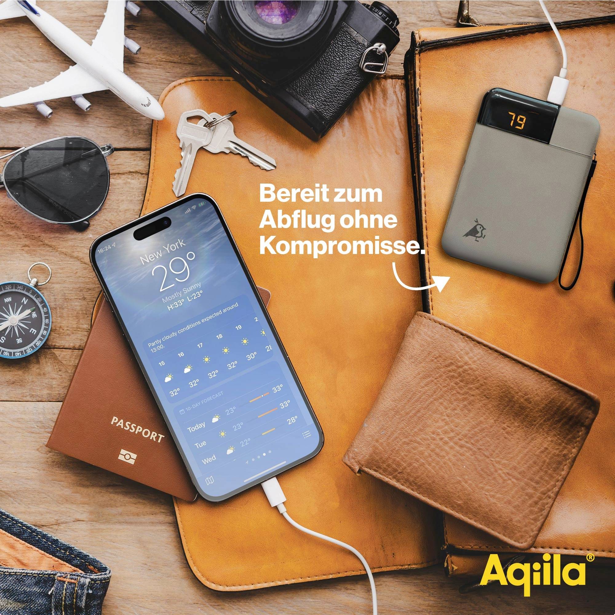 Aqiila Powerbird B5M Powerbank 5000 mAh LiPo USB-A, USB-C® Moosgrün