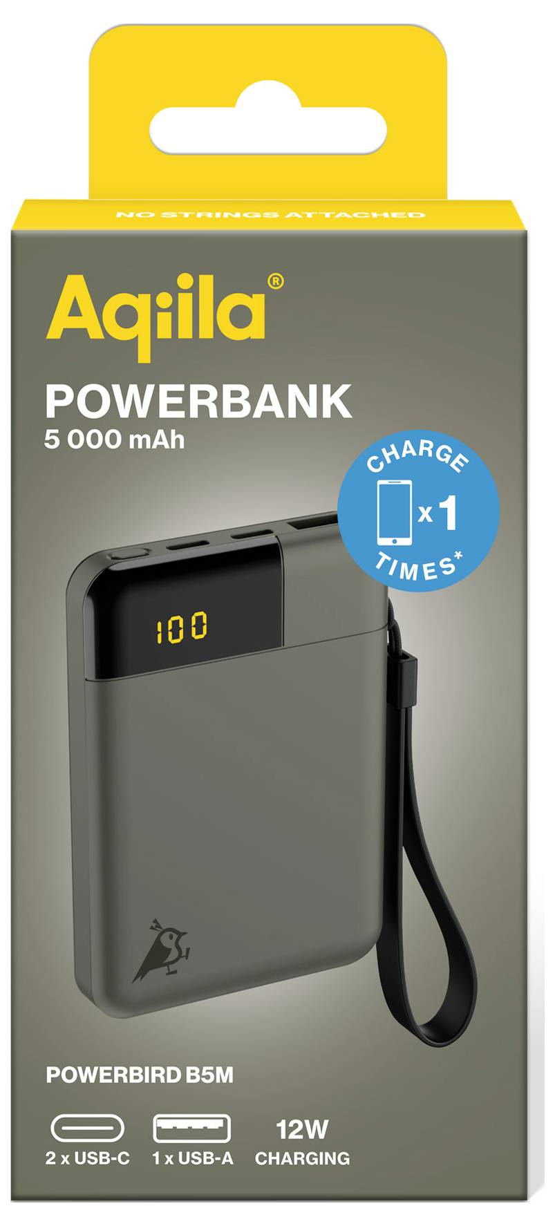 Aqiila Powerbird B5M Powerbank 5000 mAh LiPo USB-A, USB-C® Moosgrün