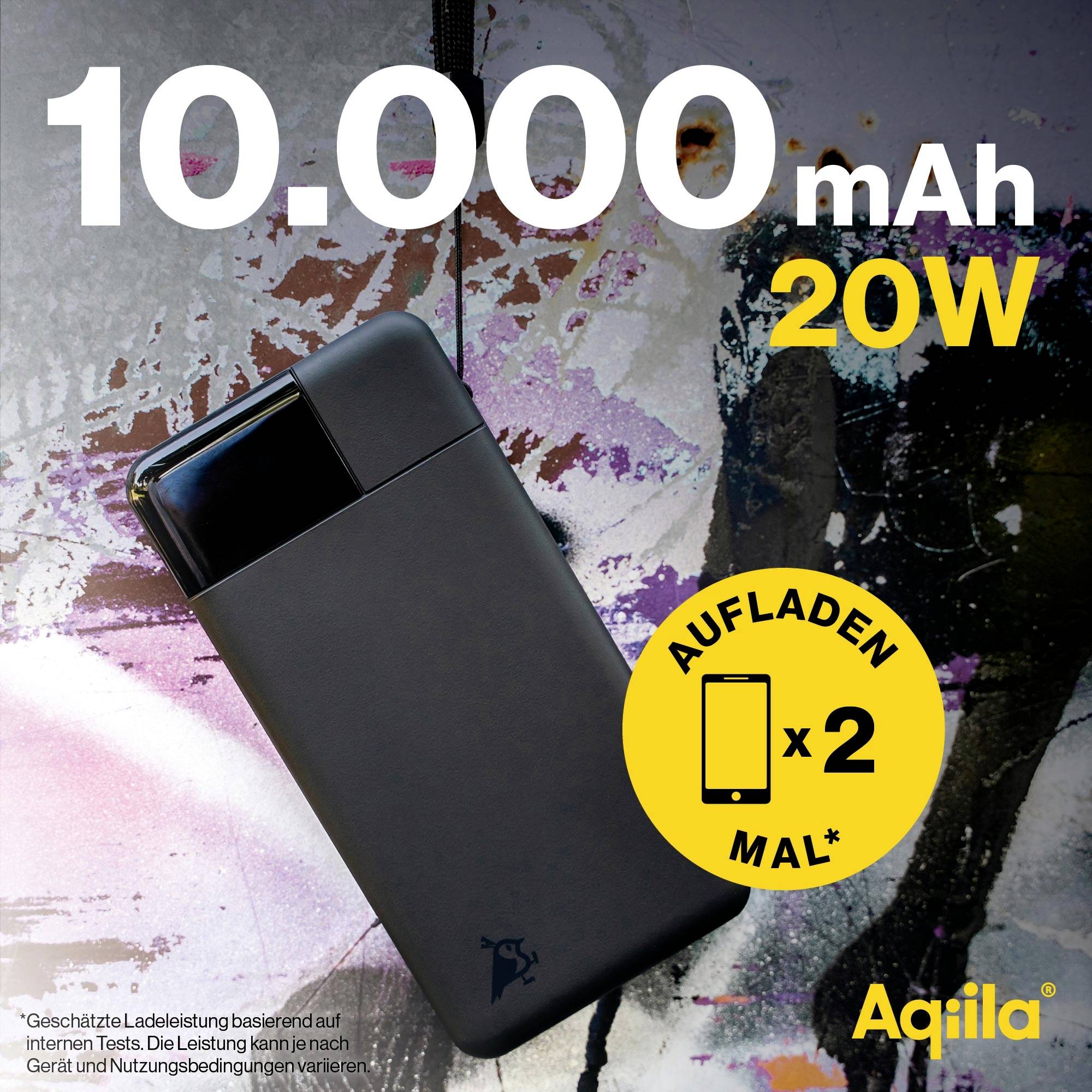 Aqiila Powerbird B10B Powerbank 10000 mAh LiPo USB-A, USB-C® Schwarz