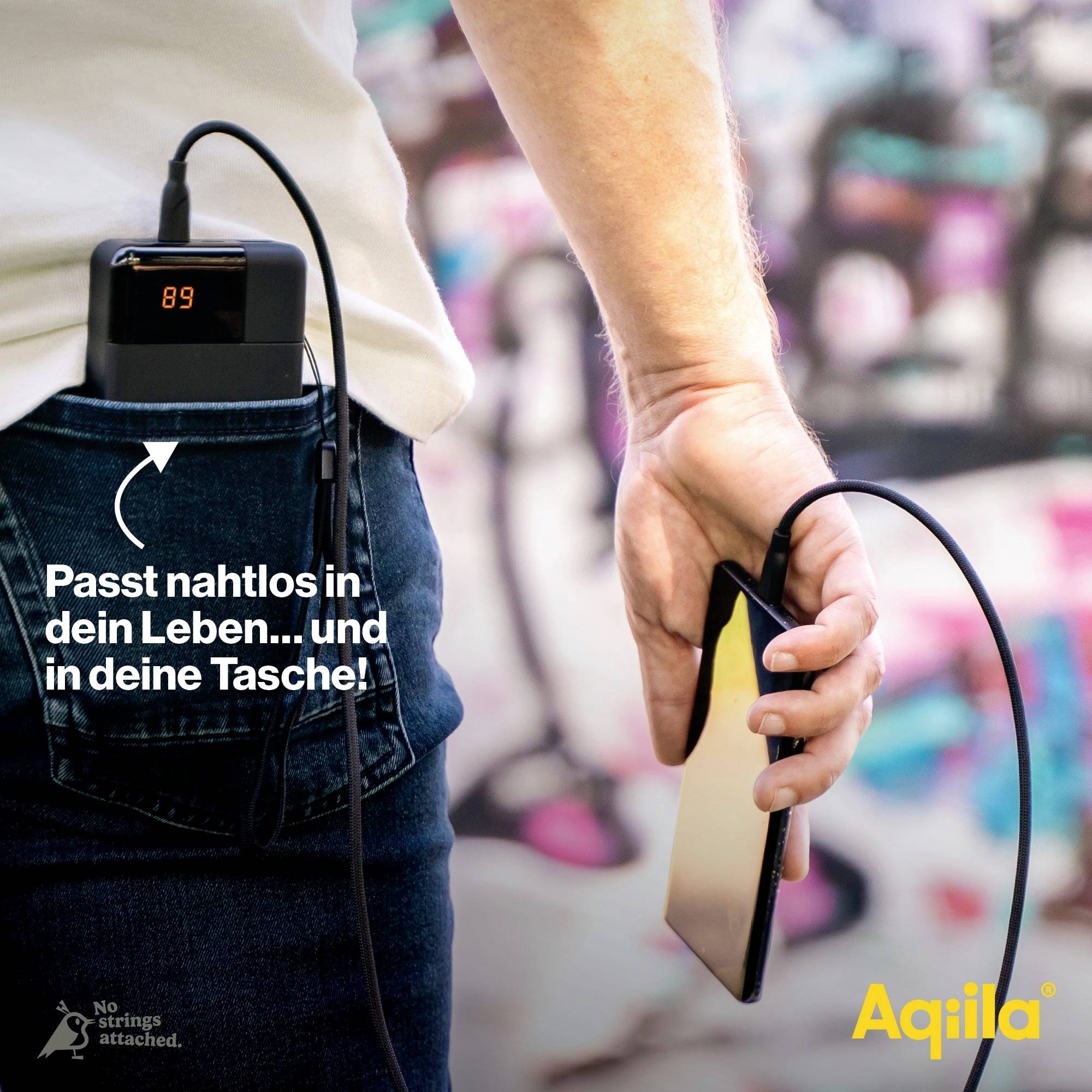 Aqiila Powerbird B10B Powerbank 10000 mAh LiPo USB-A, USB-C® Schwarz