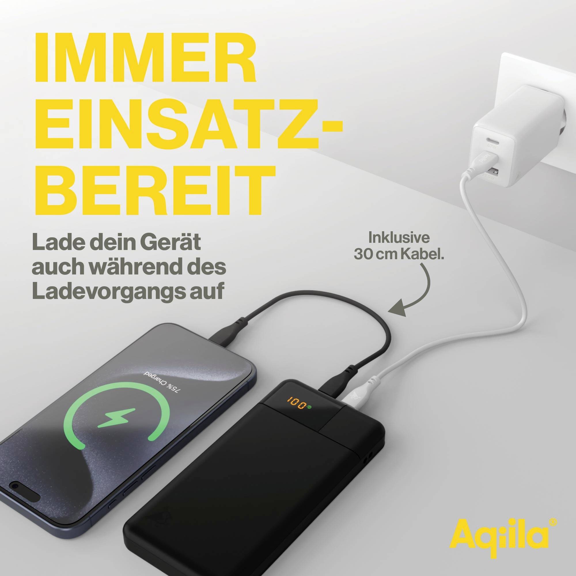 Aqiila Powerbird B10B Powerbank 10000 mAh LiPo USB-A, USB-C® Schwarz