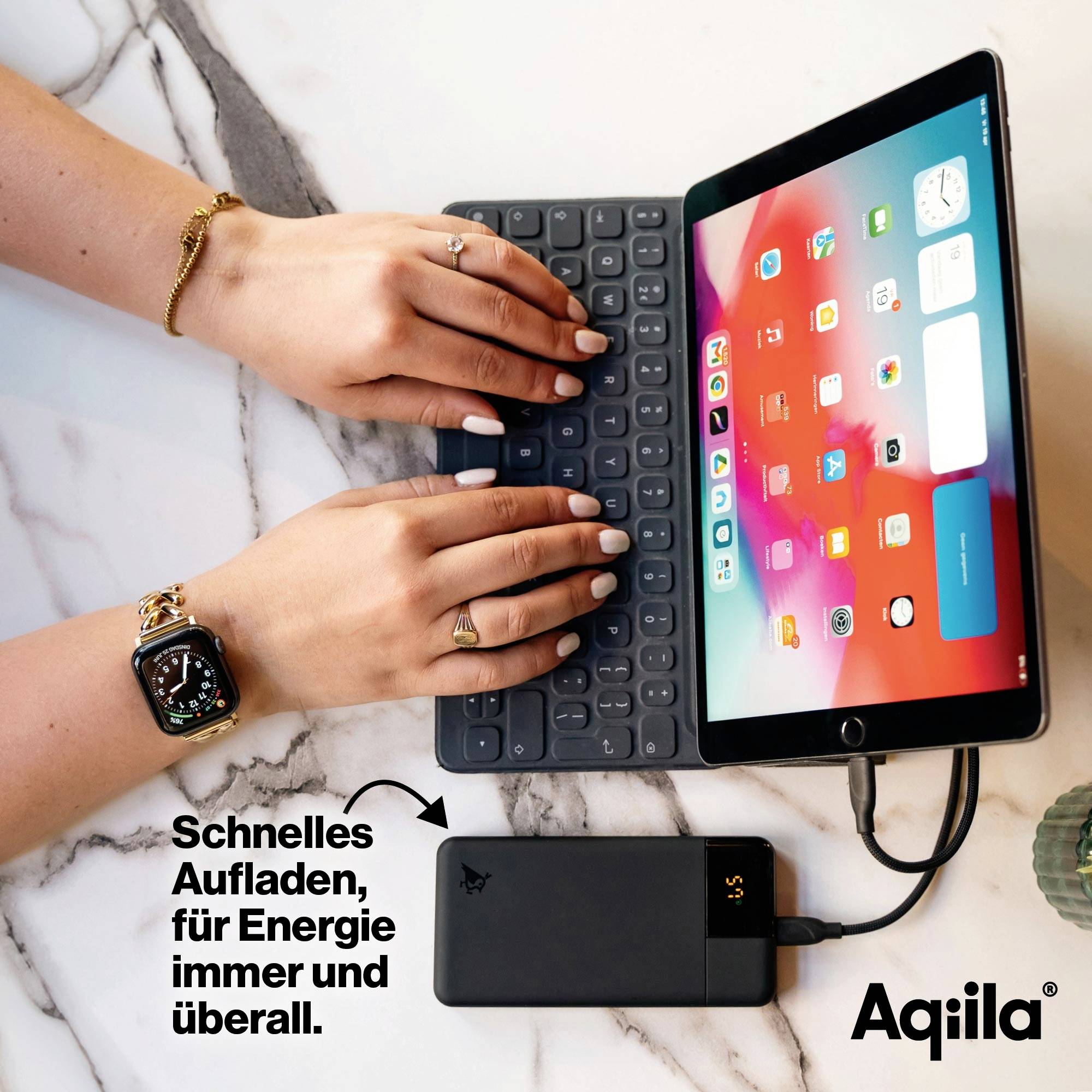 Aqiila Powerbird B10B Powerbank 10000 mAh LiPo USB-A, USB-C® Schwarz