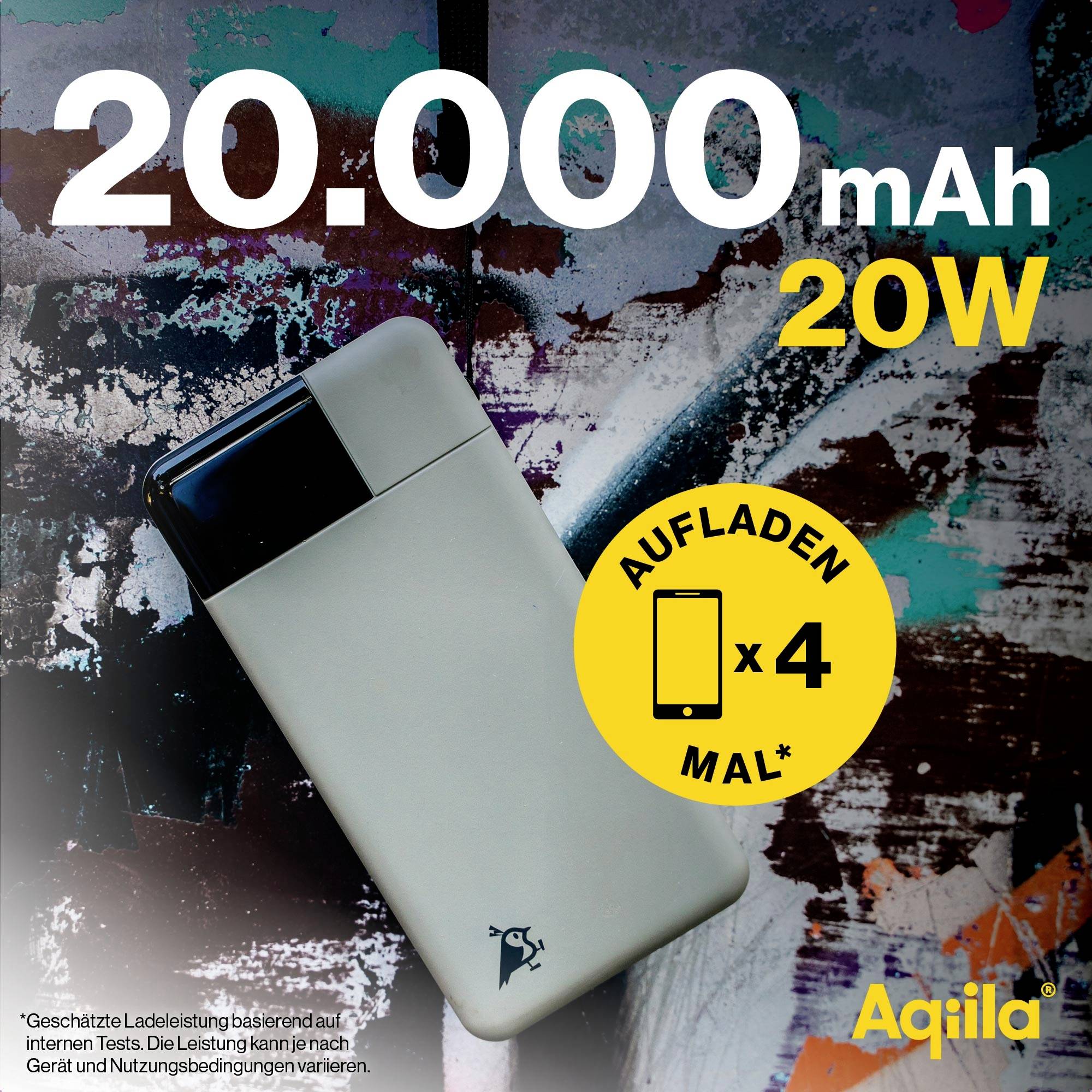 Aqiila Powerbird B20M Powerbank 20000 mAh LiPo USB-A, USB-C® Moosgrün