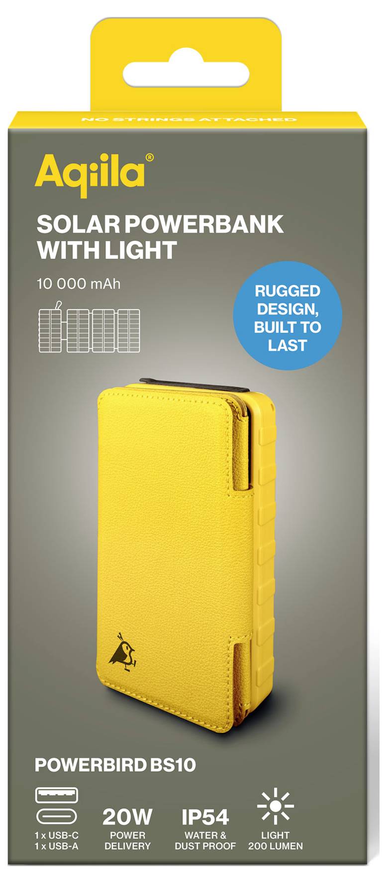 Aqiila Powerbird BS10 AQPBPBIBS1SG973 Solar-Powerbank 6W 10000 mAh