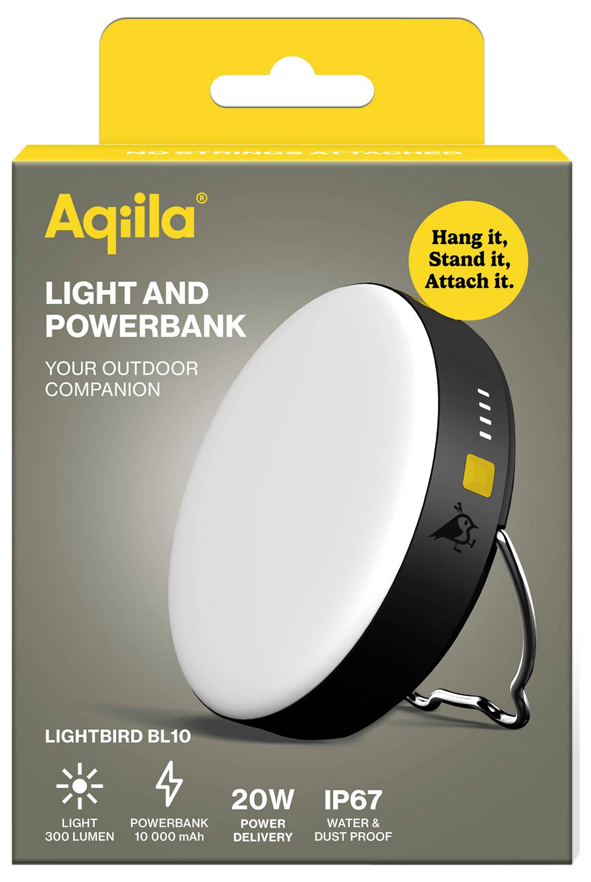 Aqiila AQPBPBIBL1SG980 Lightbird BL10 LED Camping-Leuchte 300lm akkubetrieben 278g