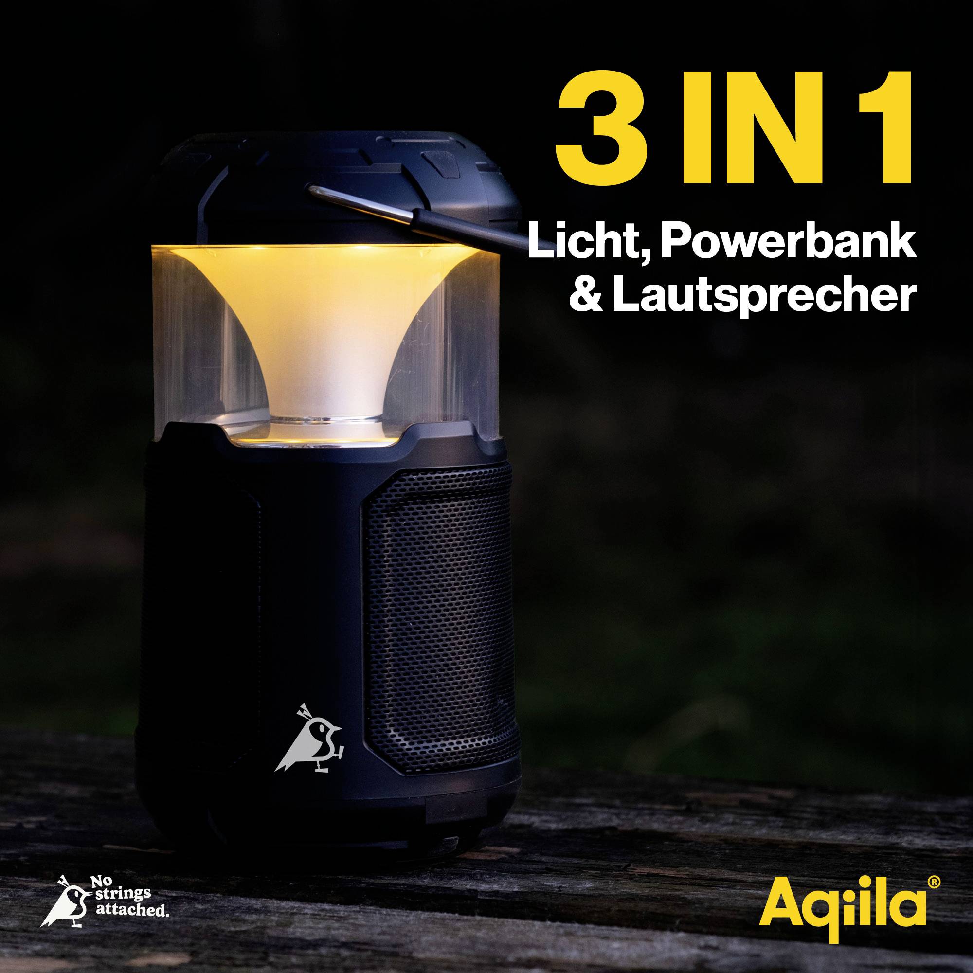 Aqiila AQPBB1BK444 Soundbird B10 LED Camping-Leuchte akkubetrieben 954g Schwarz