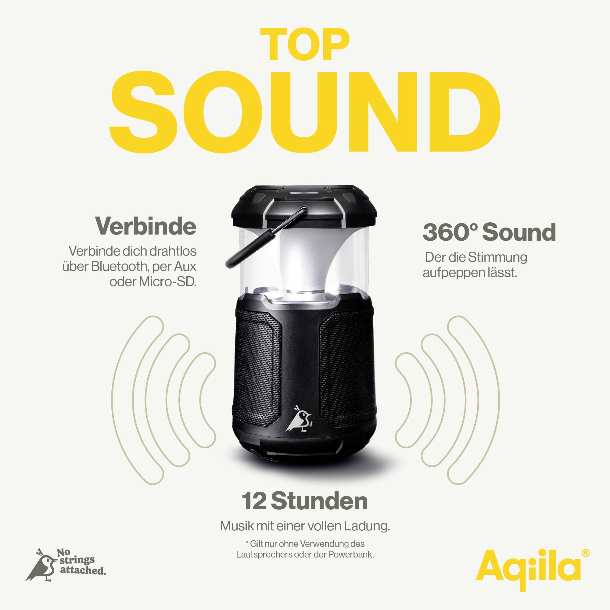 Aqiila AQPBB1BK444 Soundbird B10 LED Camping-Leuchte akkubetrieben 954g Schwarz