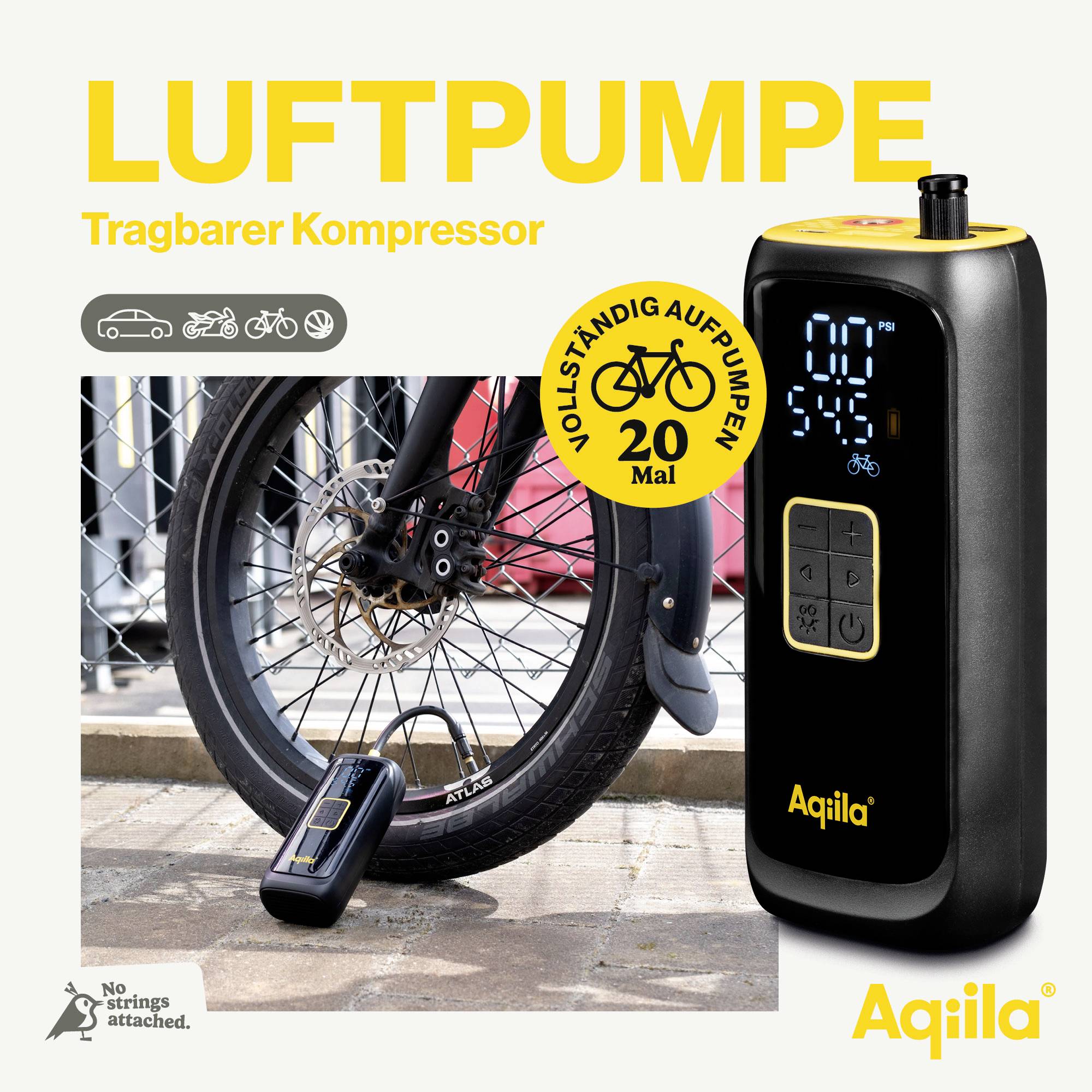 Aqiila AQAPC4BK475 Akku-Kompressor Airbird C4 10.3 bar