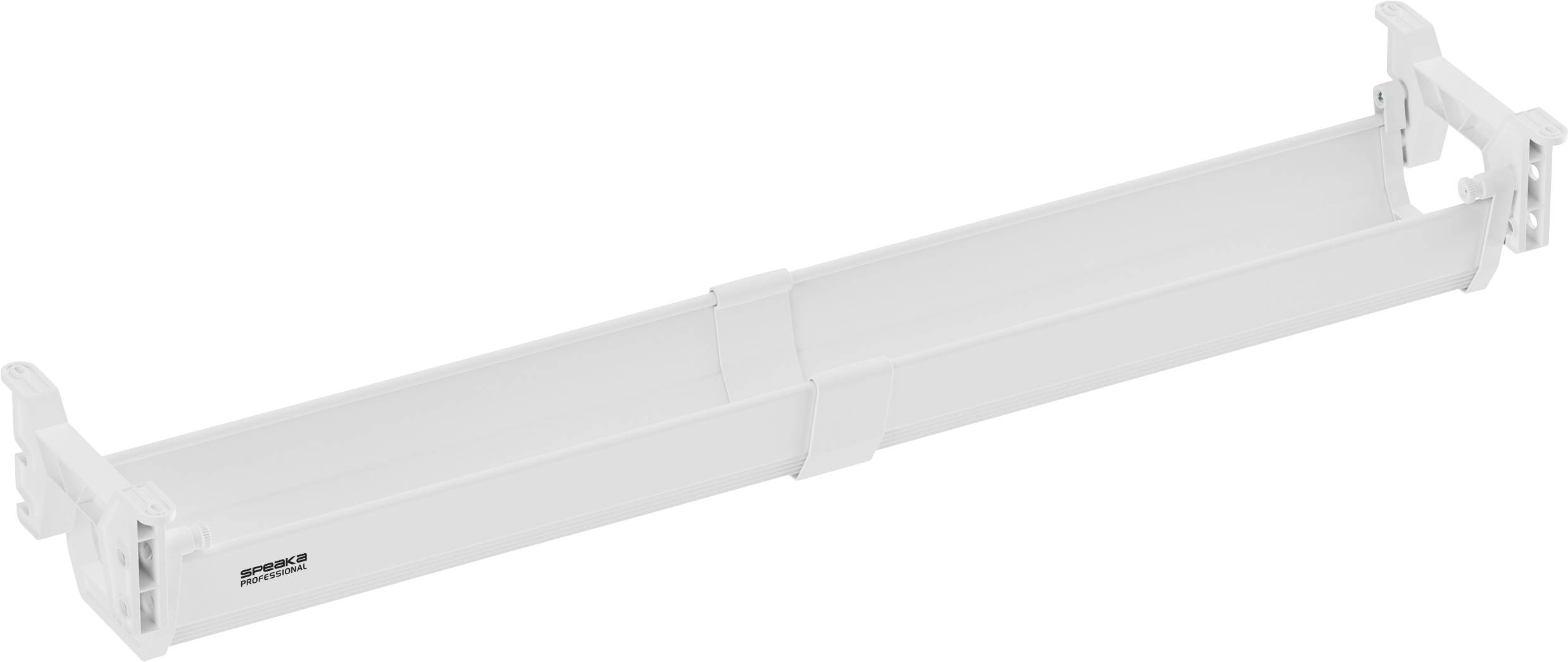 Weißes Kunststoffteil in Zylinderform; möglicherweise ein Ventil oder Adapter mit offenen Anschlüssen an beiden Enden.