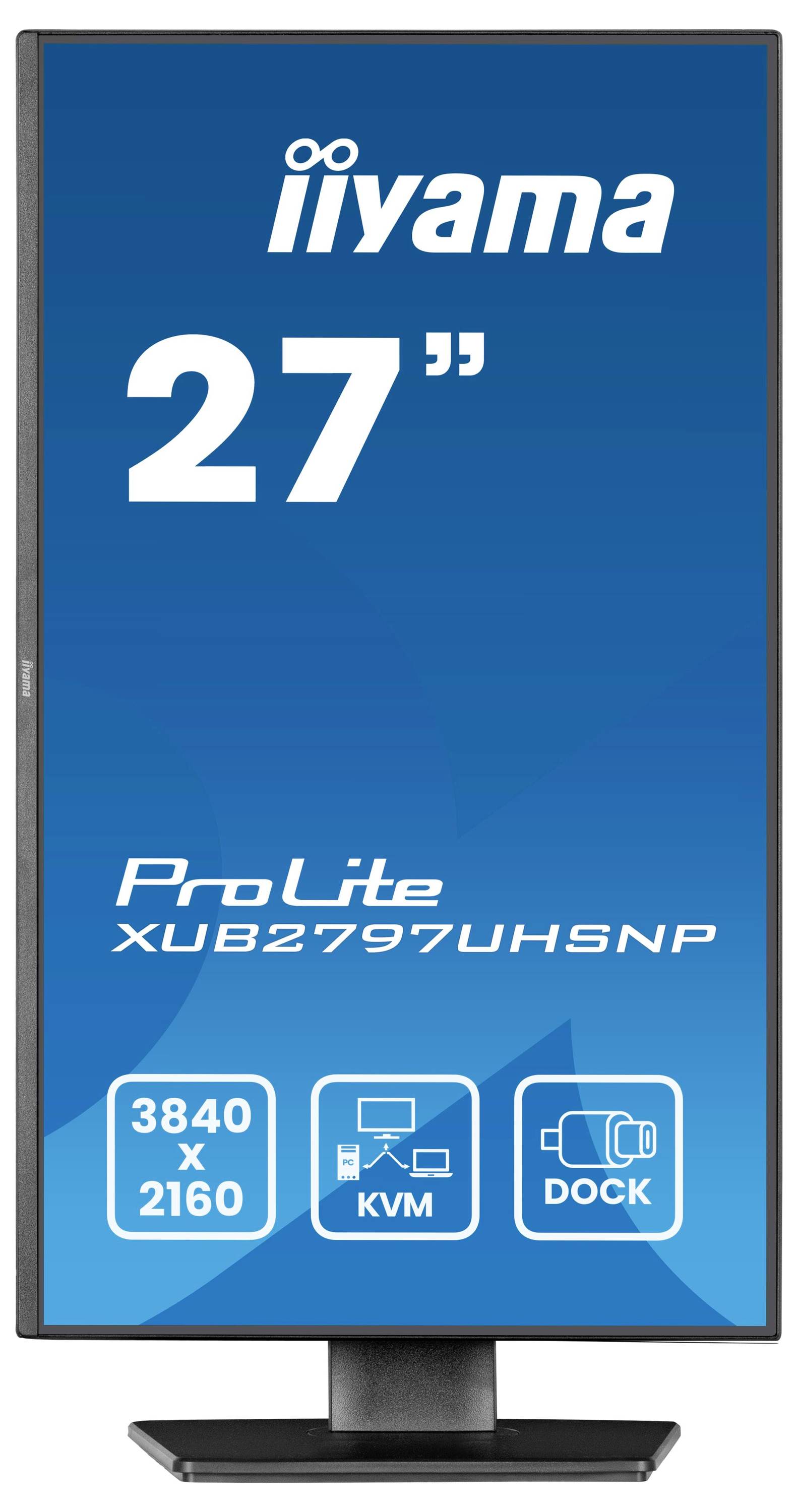 Monitor im Hochformat; Text enthält 'iiyama', '27