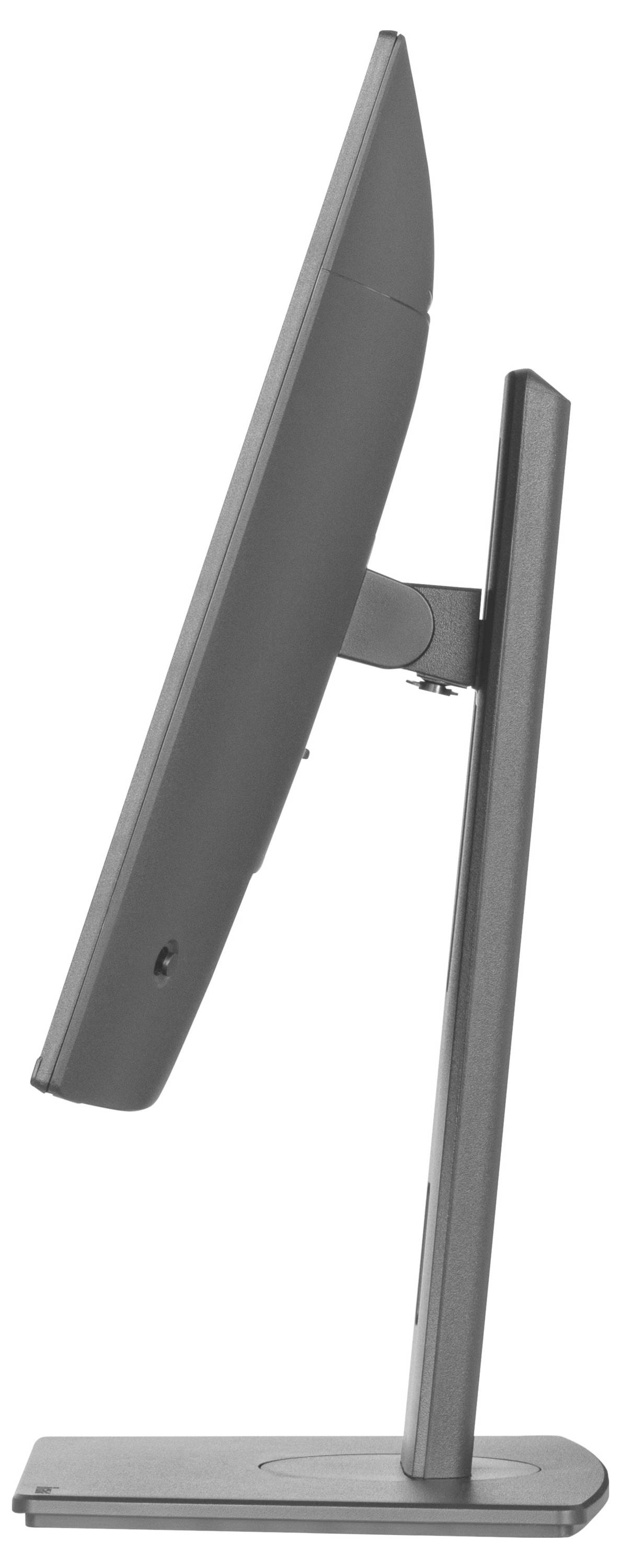 Ein schlanker, moderner Computermonitor, von der Seite auf einem stabilen Ständer betrachtet, der sein dünnes Design und seine minimalistische Ästhetik zur Geltung bringt.