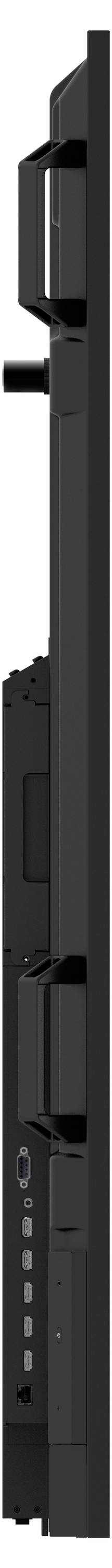 Seitenansicht eines schwarzen Standflügels mit geschlossenem Deckel, bei der die Pedale und minimale Details zu sehen sind.