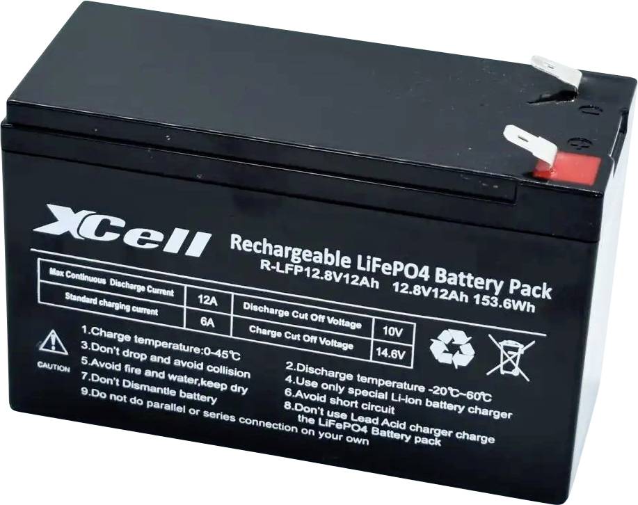 XCell LFP1212S Spezial-Akku LiFePo-Block Flachstecker LiFePO 4 12.8V 12Ah 1St.