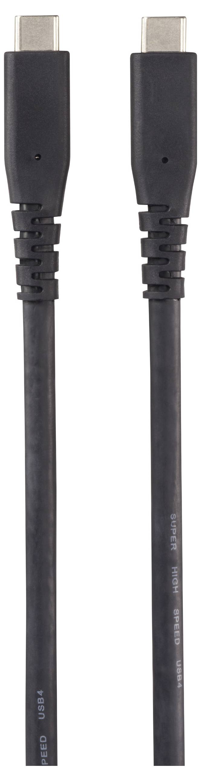 Zwei schwarze USB-C-Kabel nebeneinander, jeweils mit einem USB-C-Stecker an jedem Ende.