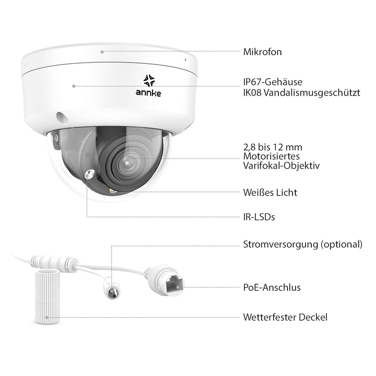 Annke I91DQ LAN IP Überwachungskamera 3840 x 2160 Pixel