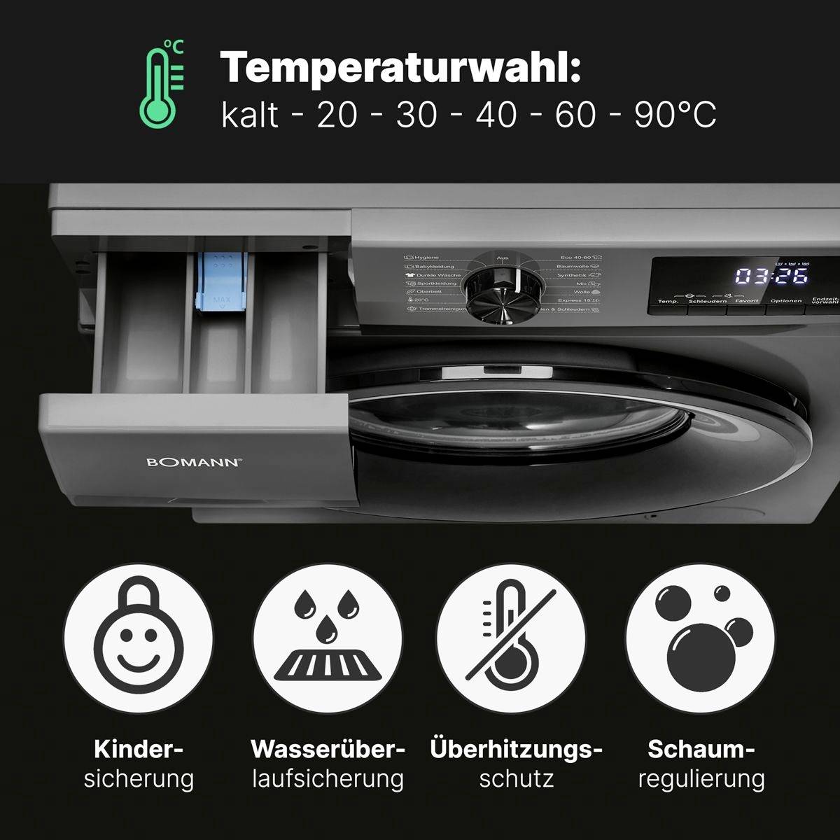 Bomann WA 7175 Waschmaschine EEK: A (A - G) Frontlader 7 kg 1400 U/min