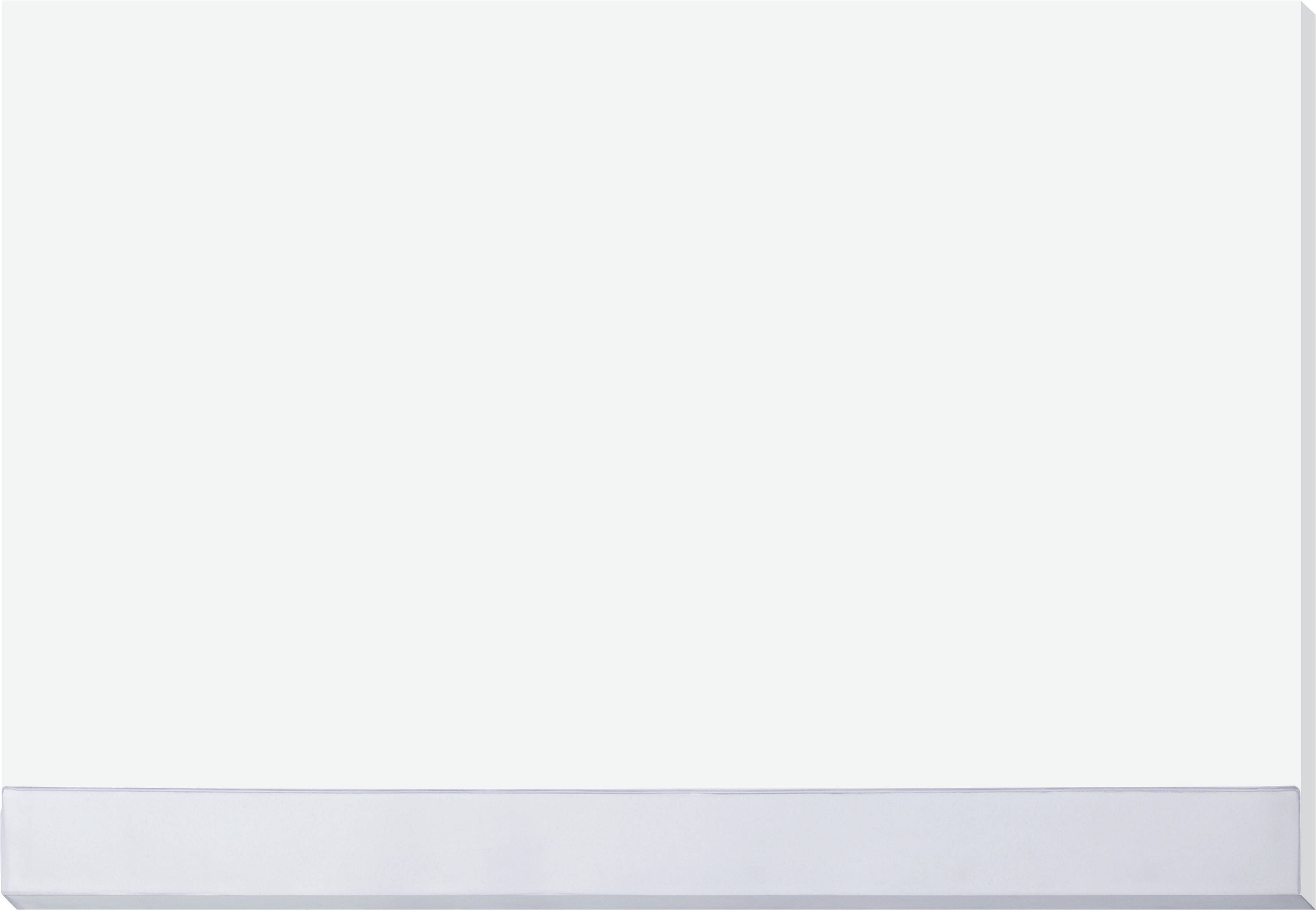 Leere weiße Tafel mit grauem Rahmen.