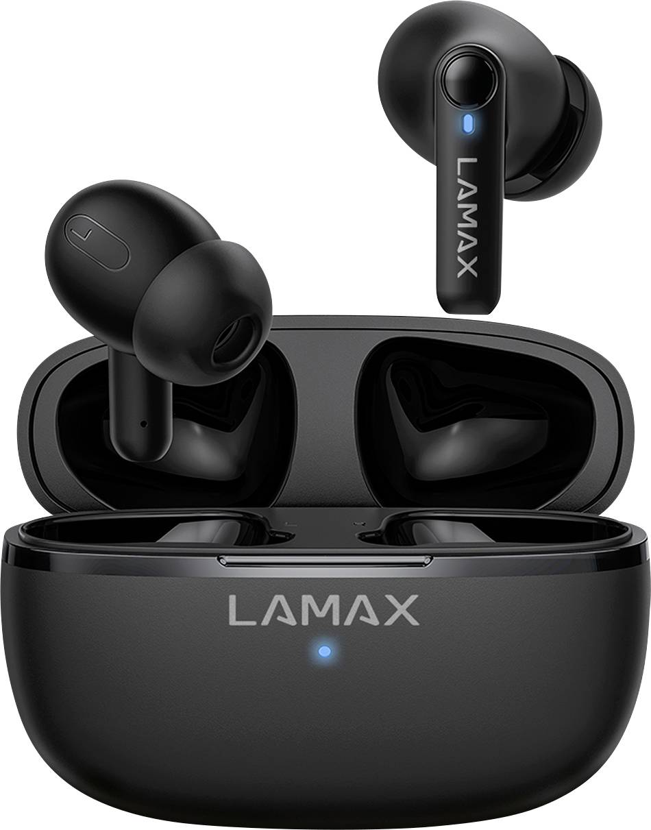 Lamax Clips1 Play In Ear Headset Bluetooth® Stereo Schwarz Batterieladeanzeige, Ladecase, Lautstärk