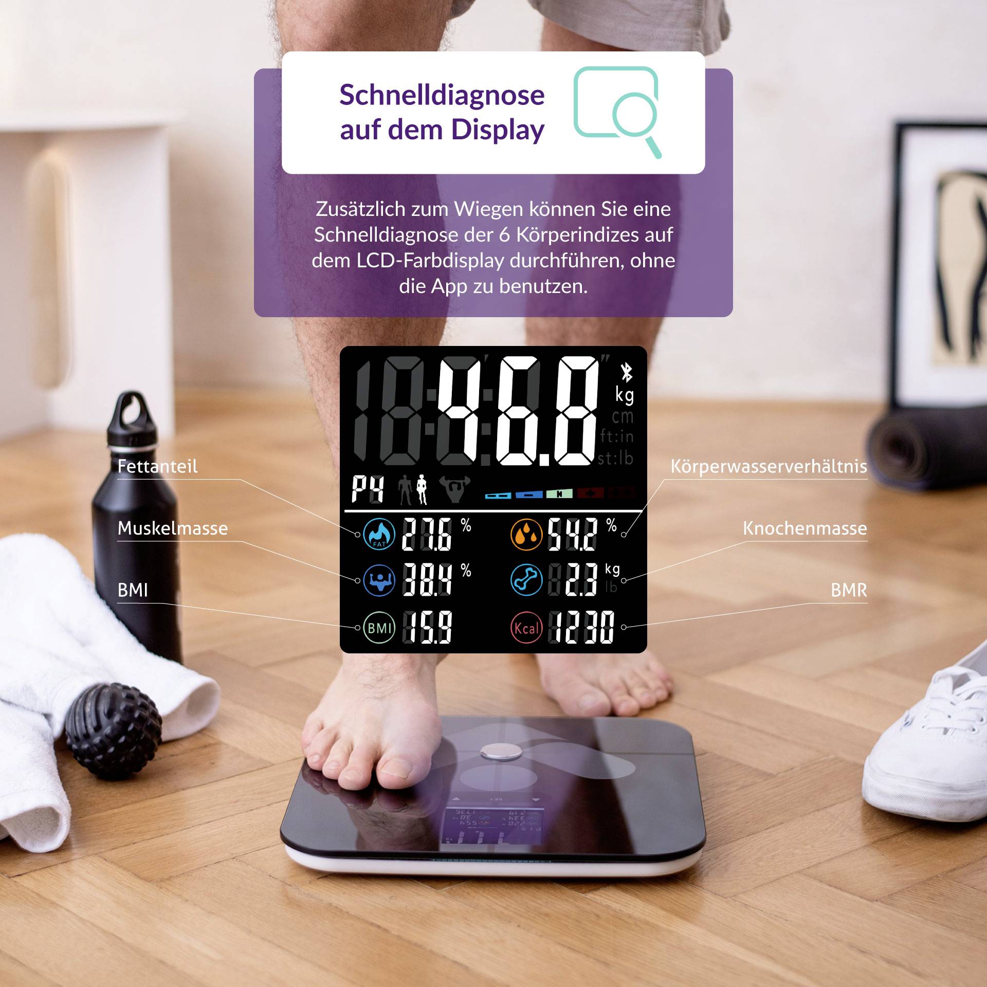 truelife FitScale W7 BT Personenwaage digital Wägebereich (max.)=180 kg Schwarz Mit Bluetooth