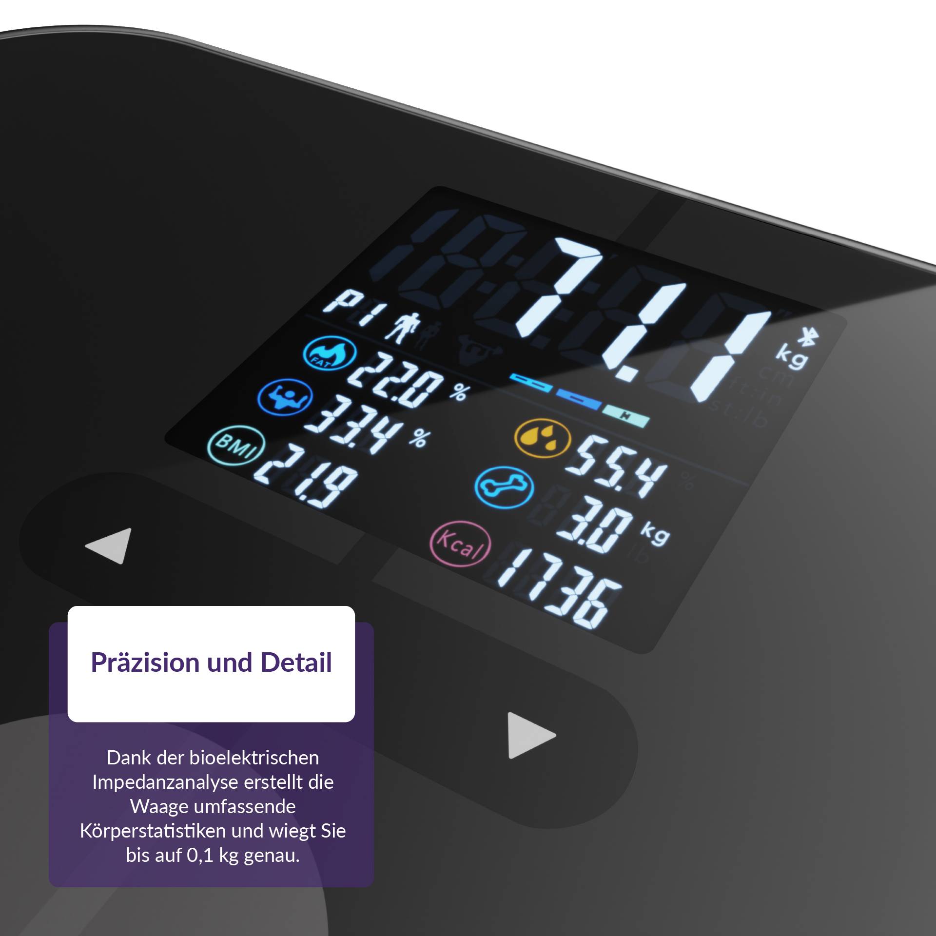 truelife FitScale W7 BT Personenwaage digital Wägebereich (max.)=180 kg Schwarz Mit Bluetooth