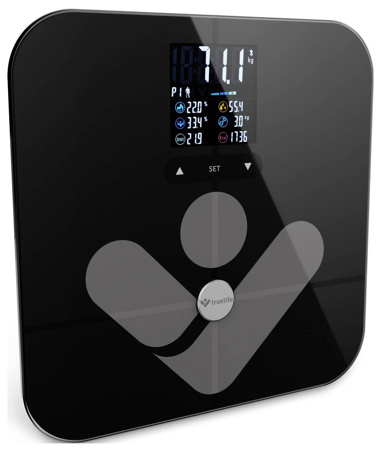 truelife FitScale W7 BT Personenwaage digital Wägebereich (max.)=180 kg Schwarz Mit Bluetooth