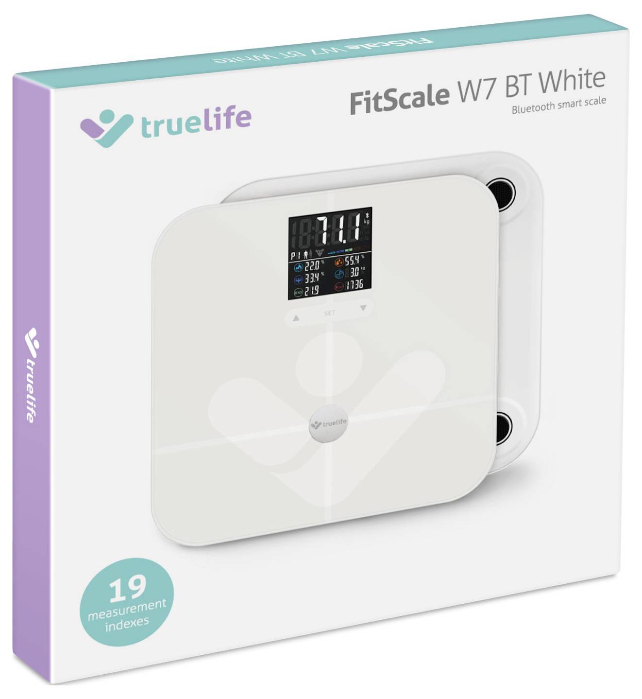 Truelife FitScale W7 BT Personenwaage digital Wägebereich (max.)=180 kg Weiß Mit Bluetooth