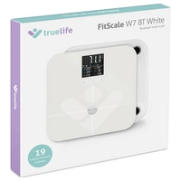 Truelife FitScale W7 BT Personenwaage digital Wägebereich (max.)=180 kg Weiß Mit Bluetooth Truelife FitScale W7 BT Personenwaage digital Wägebereich (max.)=180 kg Weiß Mit Bluetooth