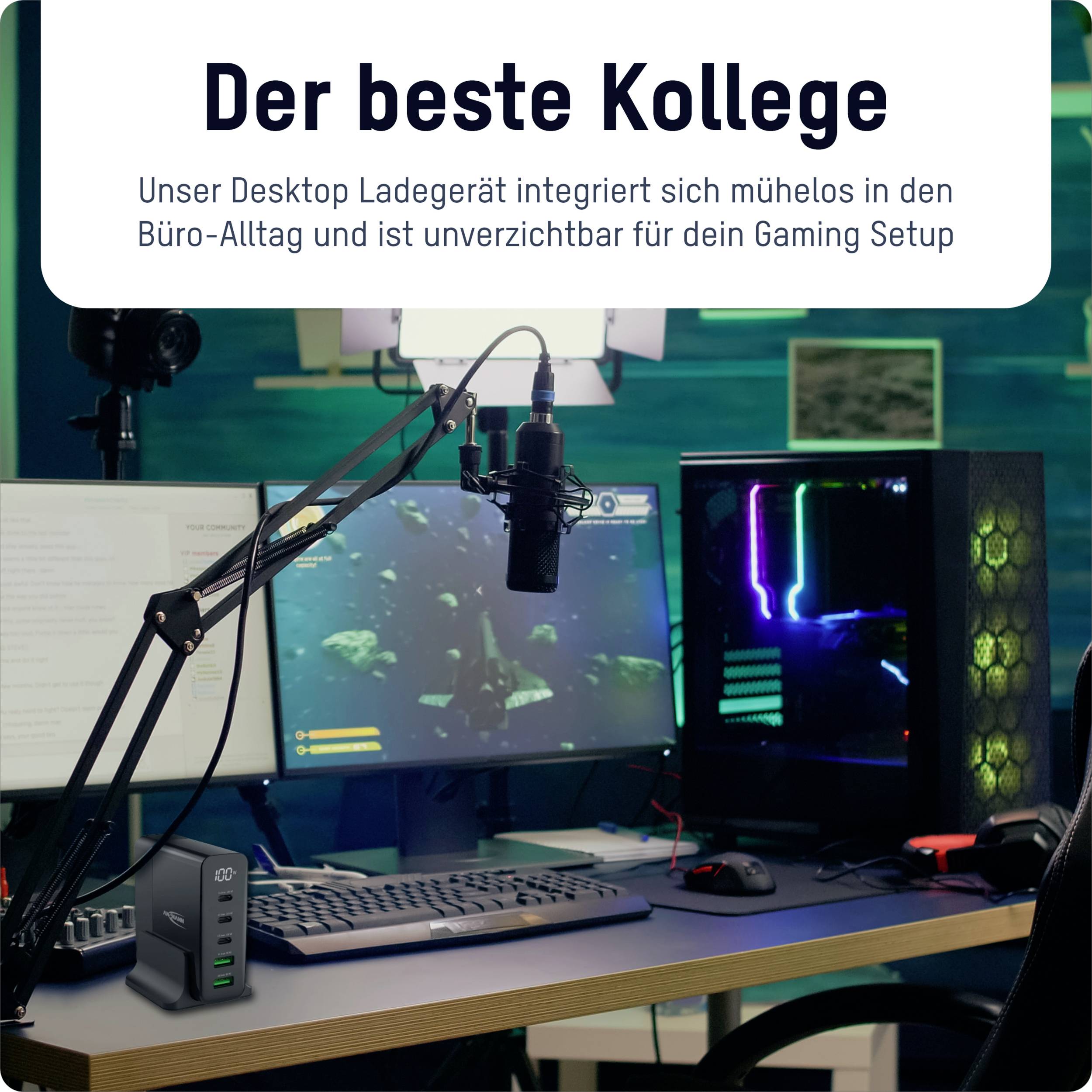 Ansmann Desktop Ladegerät mit Display DC5140PD 140W USB Ladegerät 140W 2x USB-A, 3x USB-C® USB PD Schwarz Innenbereich